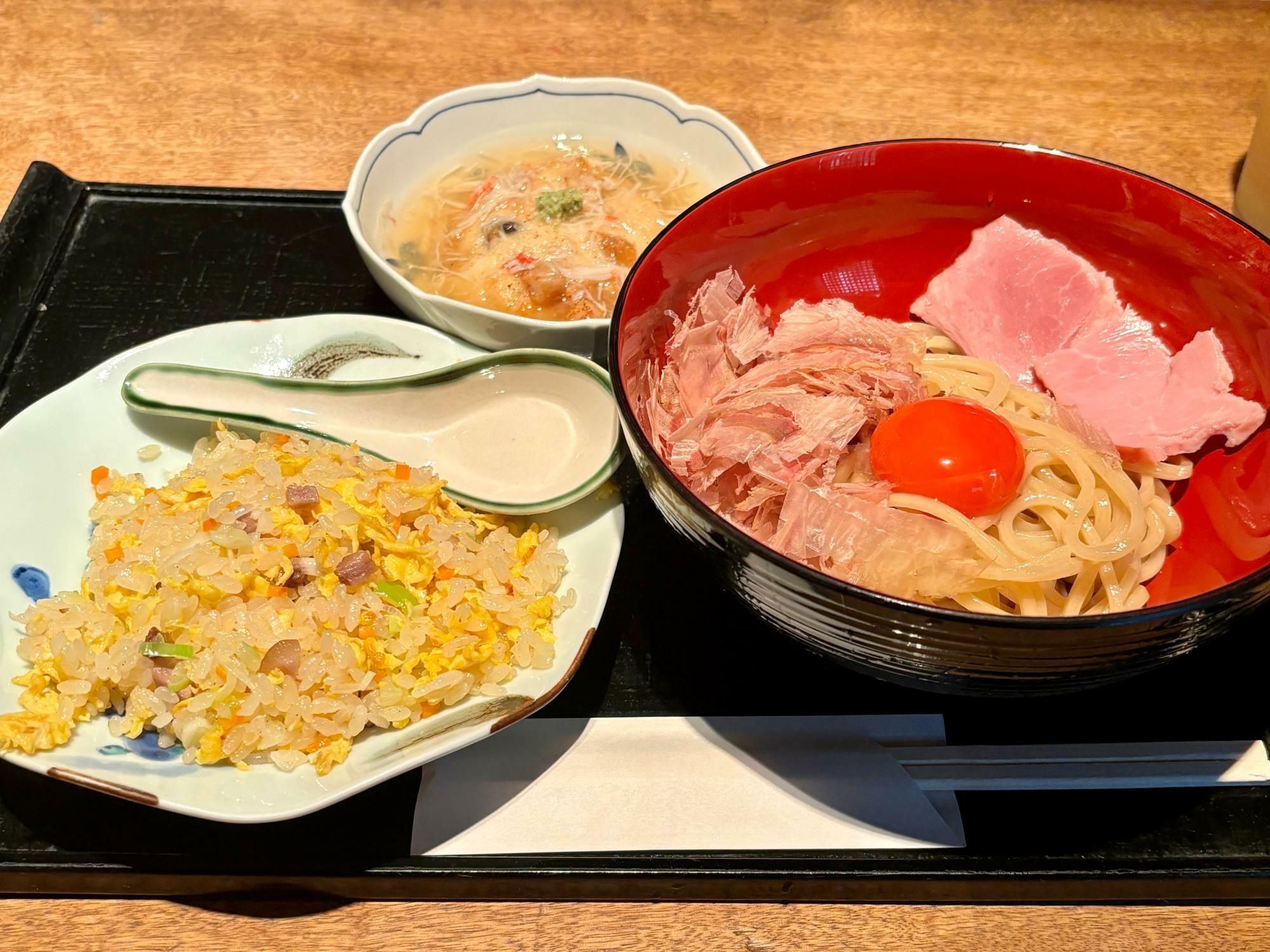 卵かけ麺×炒飯×揚げ物セット 1,500円（税込）