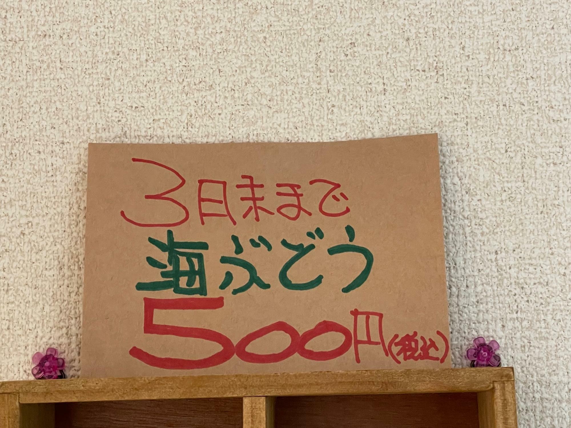 臨時休業の為、18日が最終日