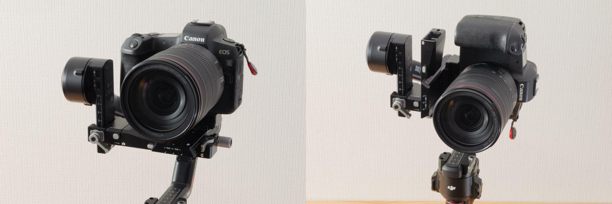 追加のアクセサリーの必要なく、カメラの載っているブラケットの取り付け位置を変えるだけで縦向き撮影が可能。