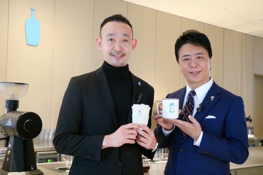 ブルーボトルコーヒー ジェネラルマネージャー伊藤諒氏（左）・高島宗一郎市長（右）　画像：博多あや.