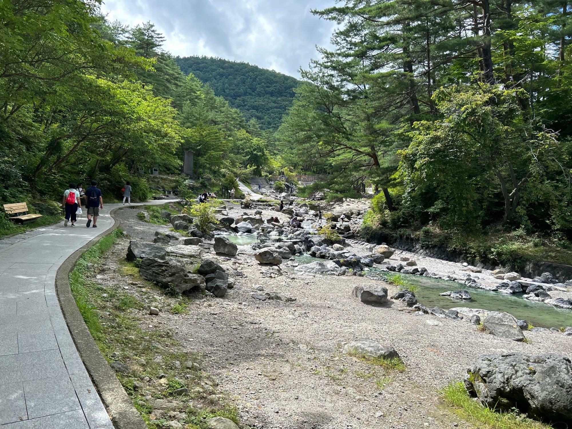 右側に流れているのは温泉！