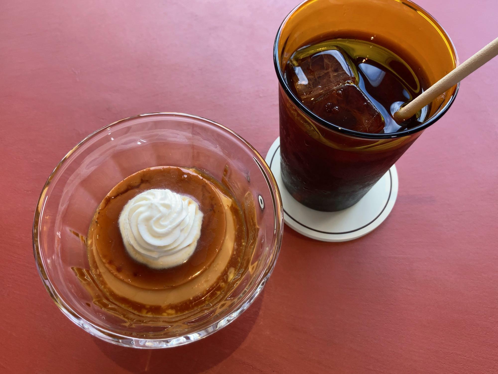 プリンとアイスコーヒー