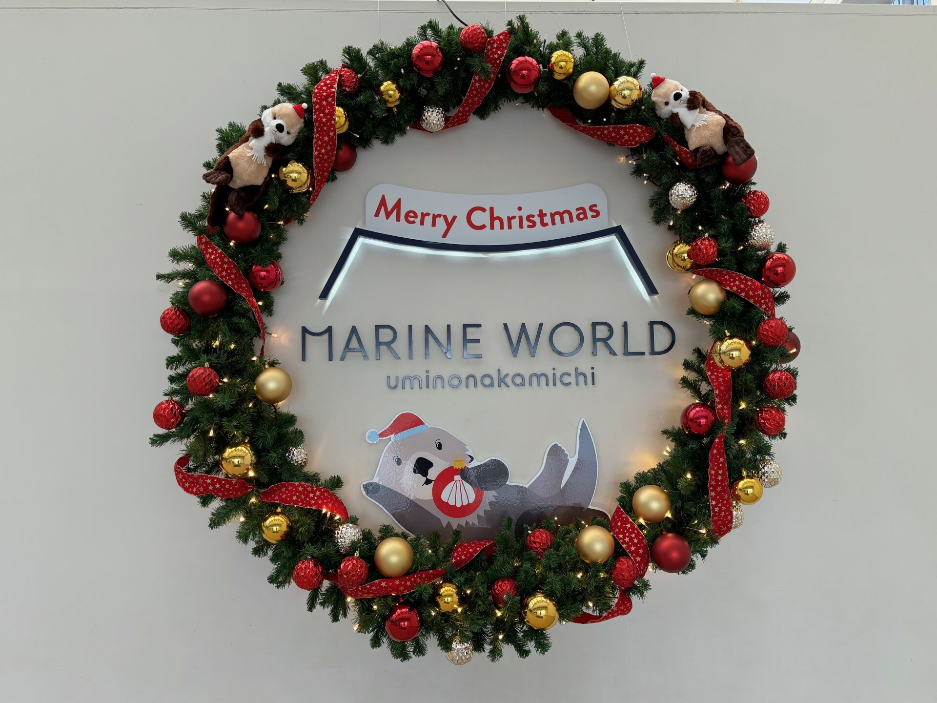 クリスマス仕様の飾りで彩られる館内＜画像提供：マリンワールド海の中道＞
