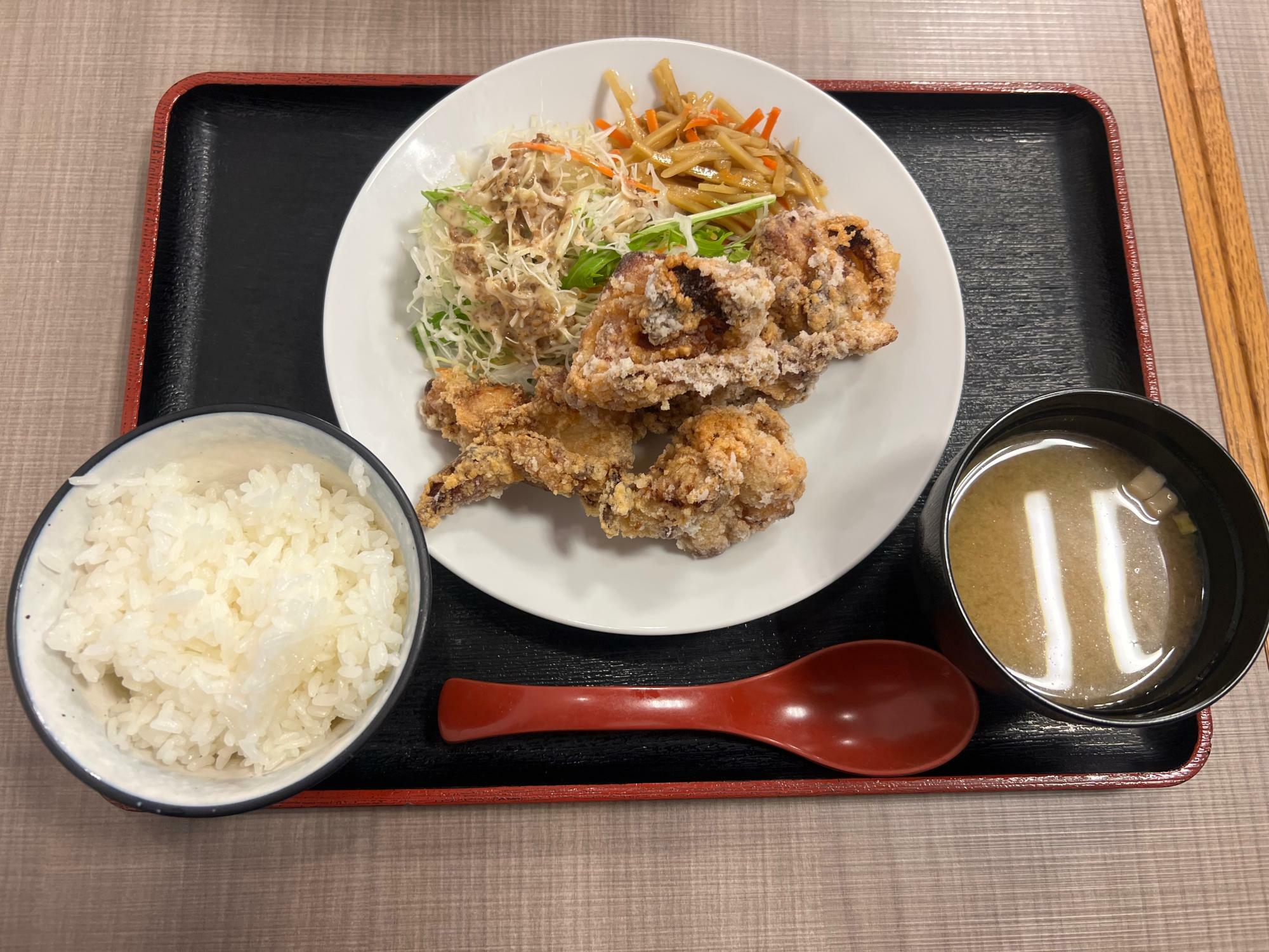 THE昼ごはん！といった風貌の唐揚げランチ