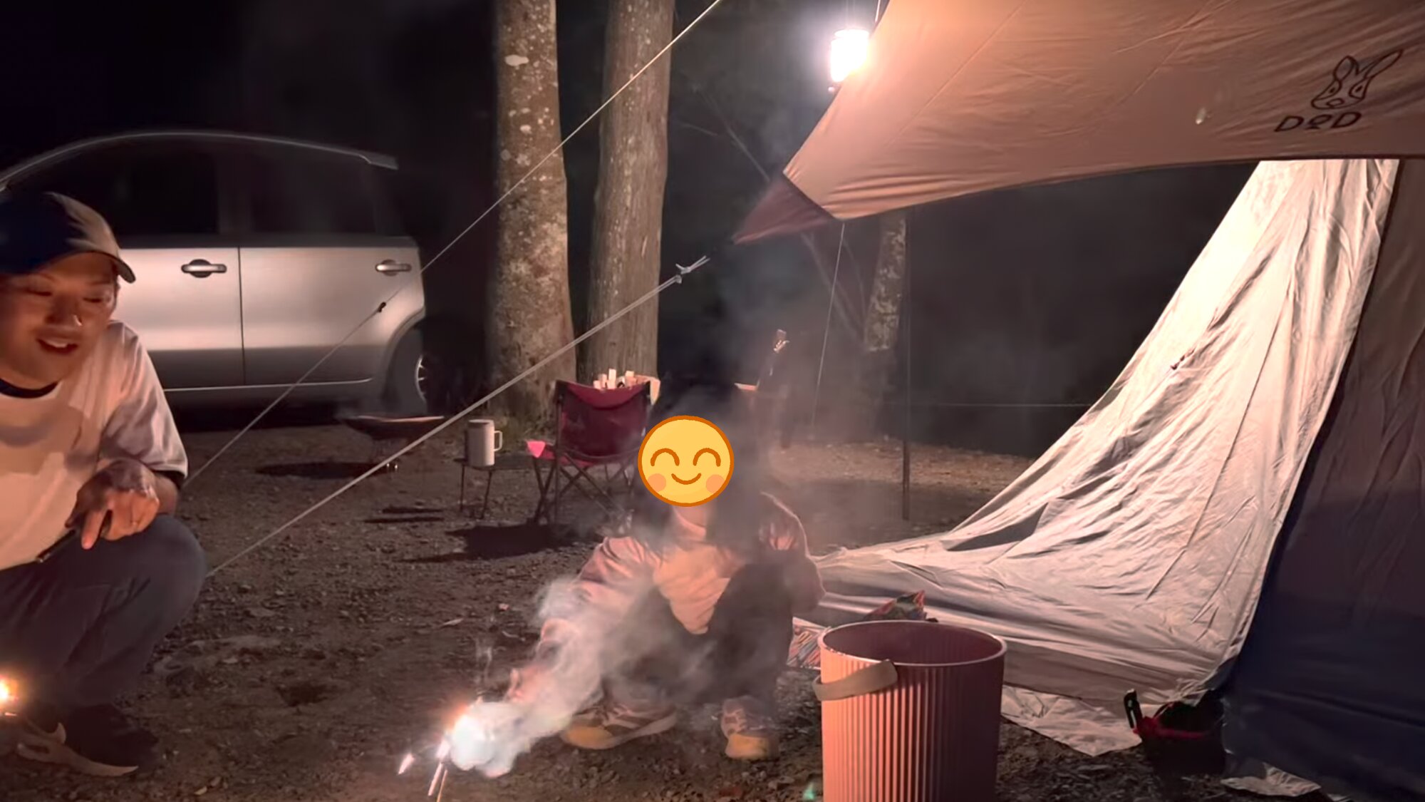 子供と二人でのキャンプで花火