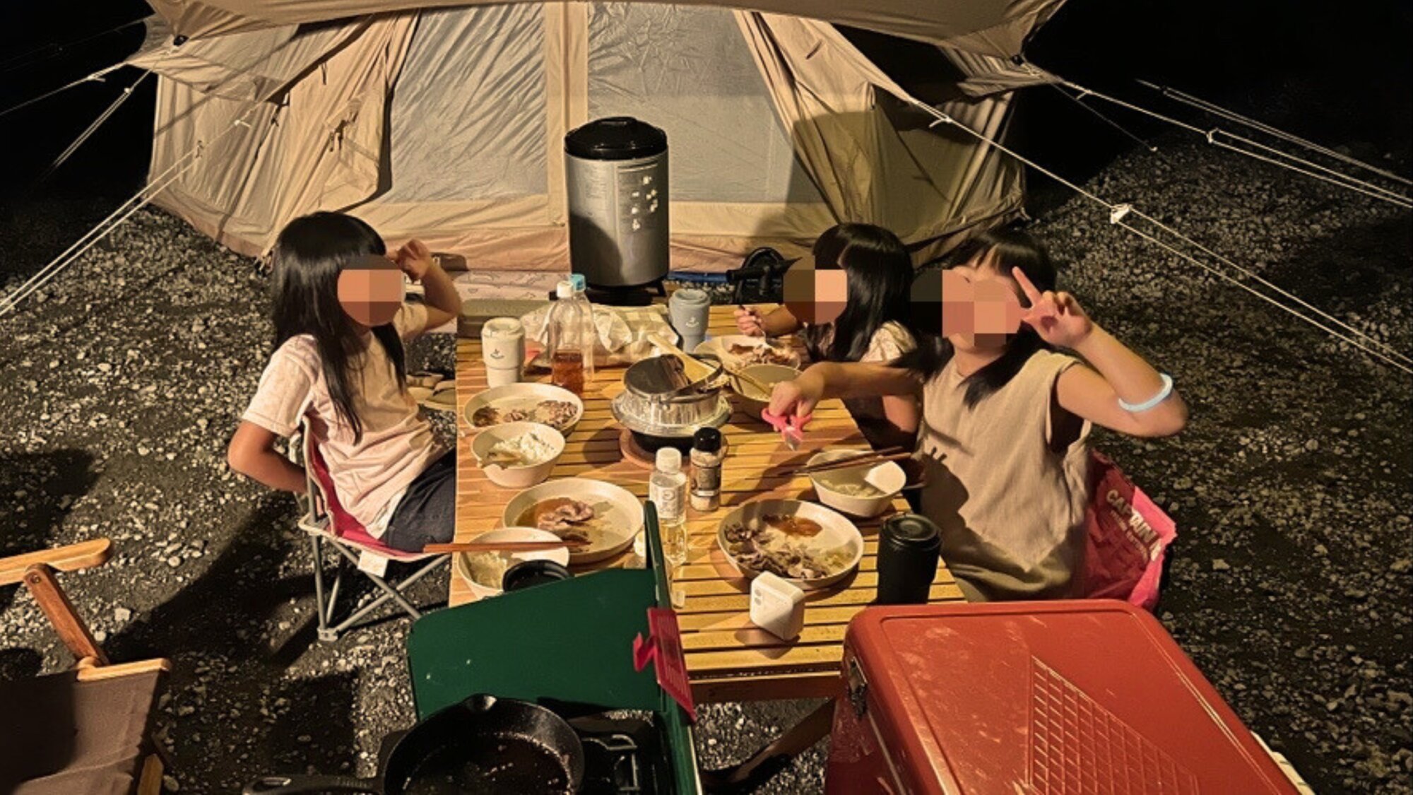 娘３人と私の４人で行った夏のキャンプ（二泊三日）
