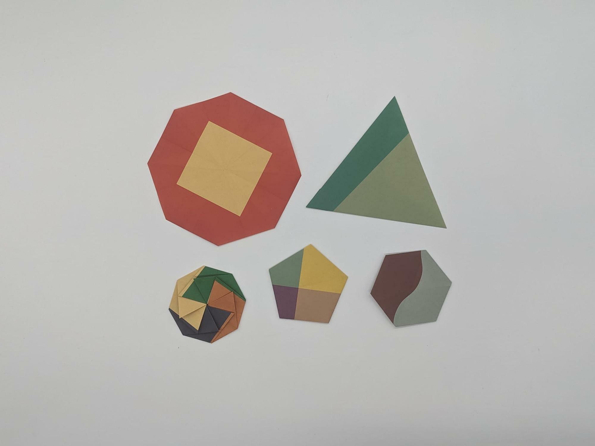 ワークショップ「小学校算数につながる多角形の折紙」に登場する作品（提供）
