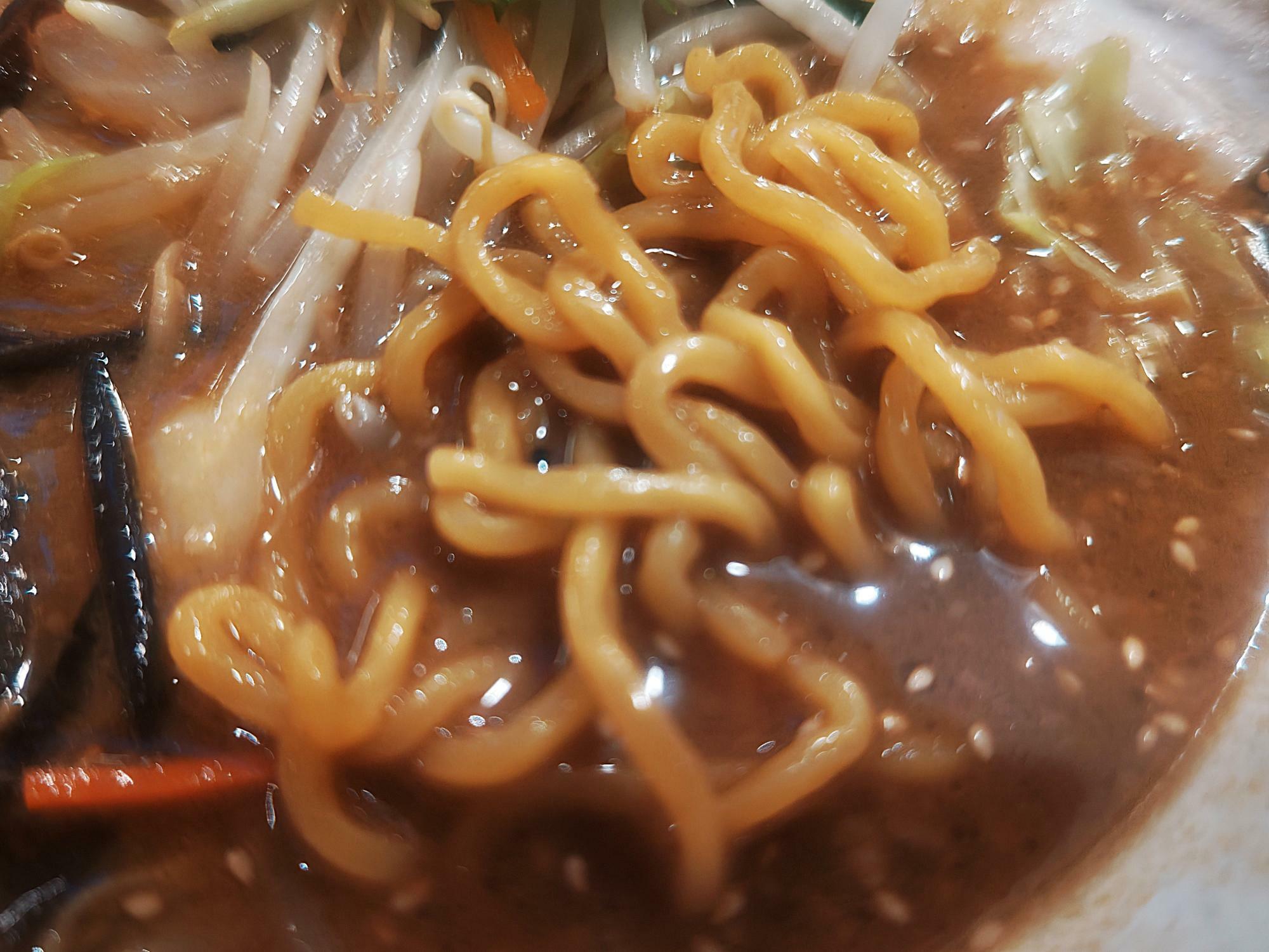 コシのある特製の太麺に濃厚なスープが絡みます。