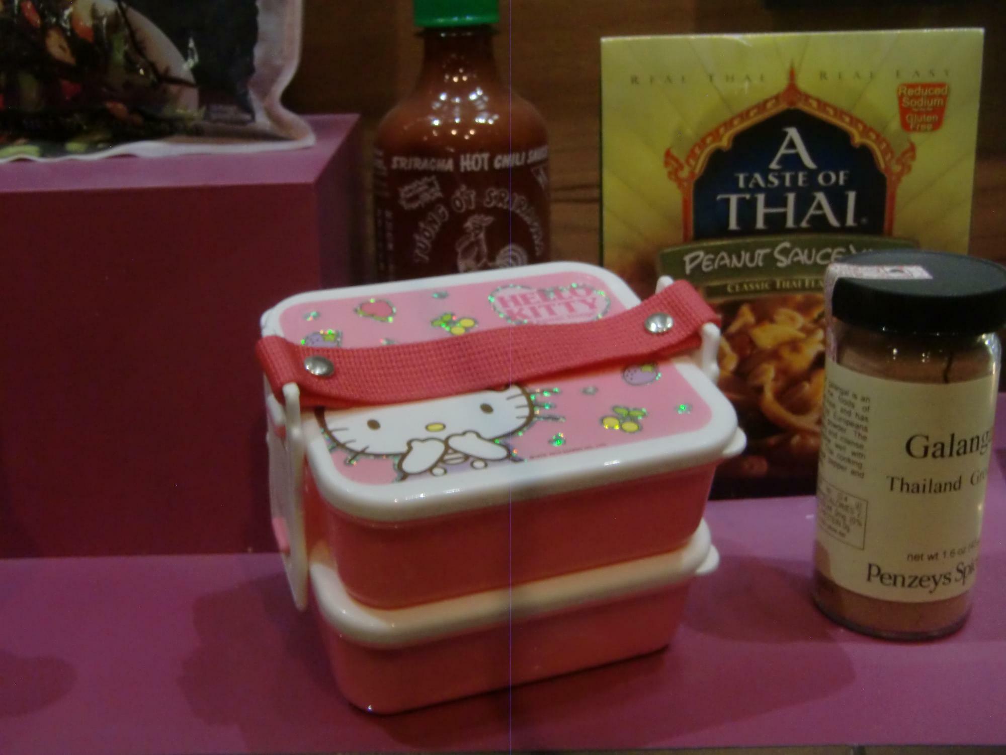 アメリカ・ワシントンD.C.内スミソニアン博物館群にて展示されていたハローキティのお弁当箱（2014年筆者撮影）
