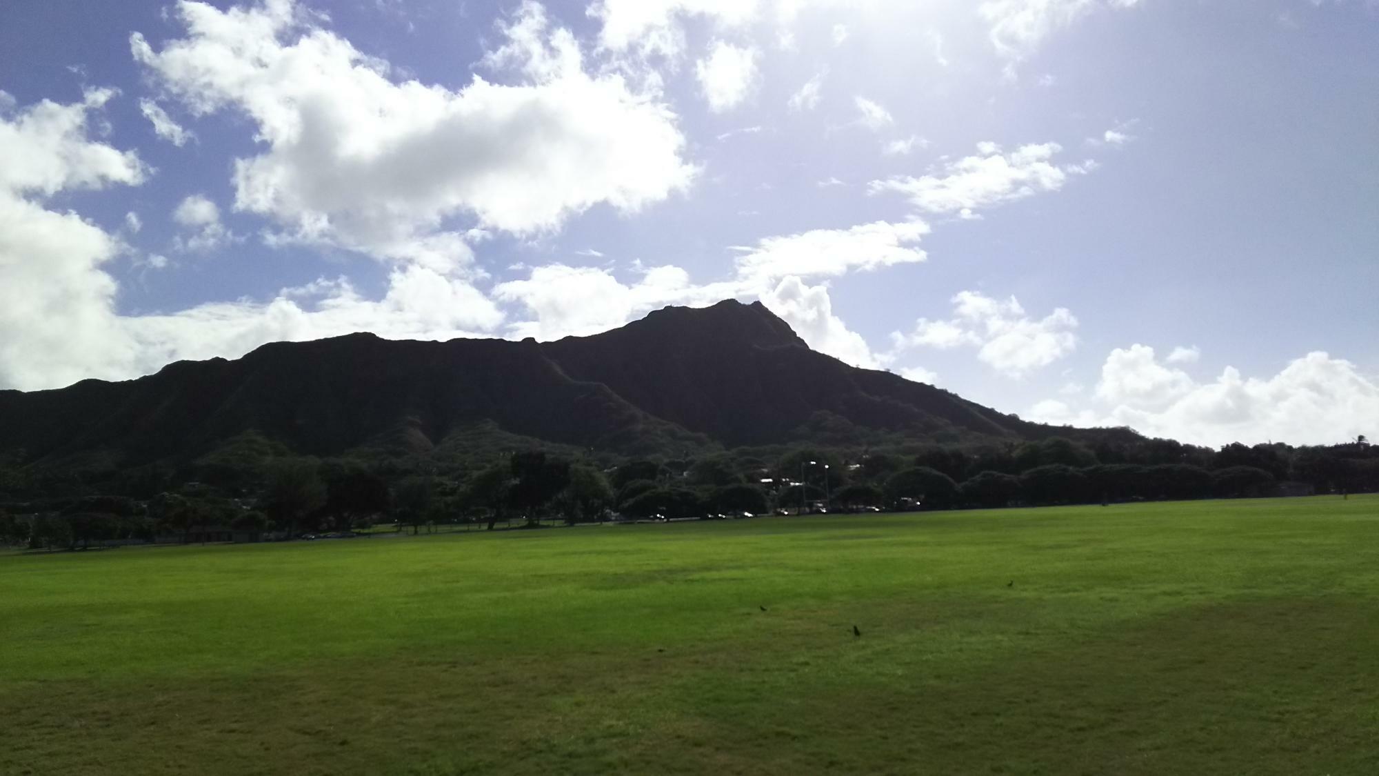 ダイヤモンド・ヘッドが一望できるカピオラニ公園。ハワイ州内最大の公園で、その敷地面積は300エーカーで東京ドーム26個分。筆者もセグウェイで走行してみたものの、果てしなき旅となった（2017年撮影）。