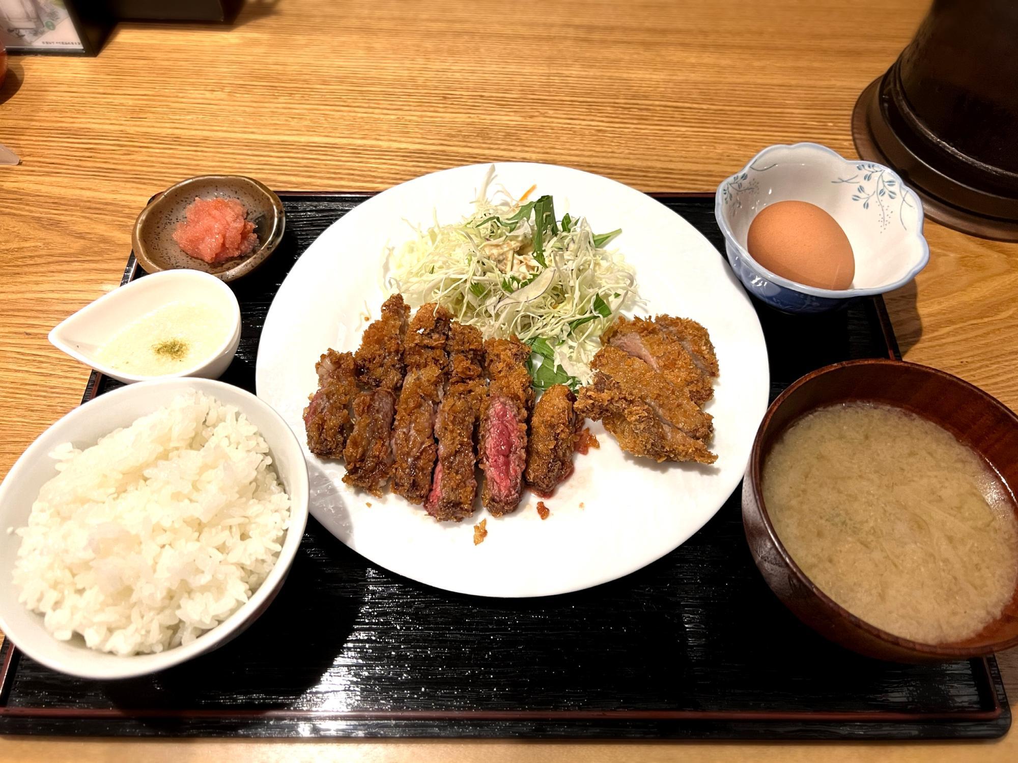 牛カツ、タンカツミックス定食