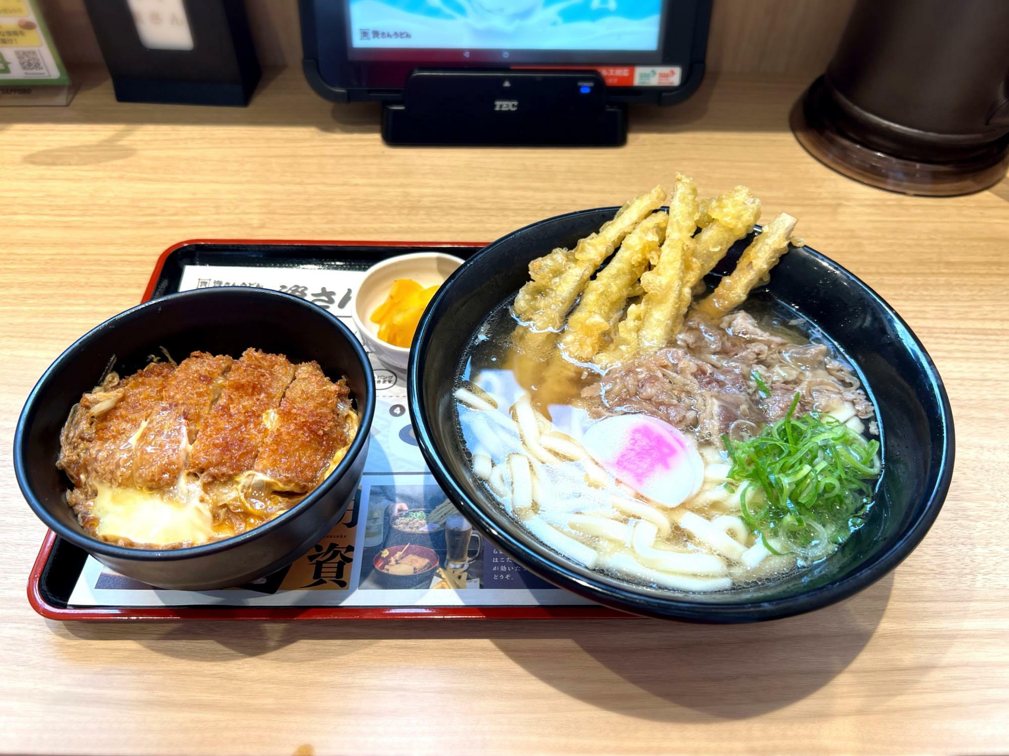 肉ごぼ天うどん＋ミニカツ丼