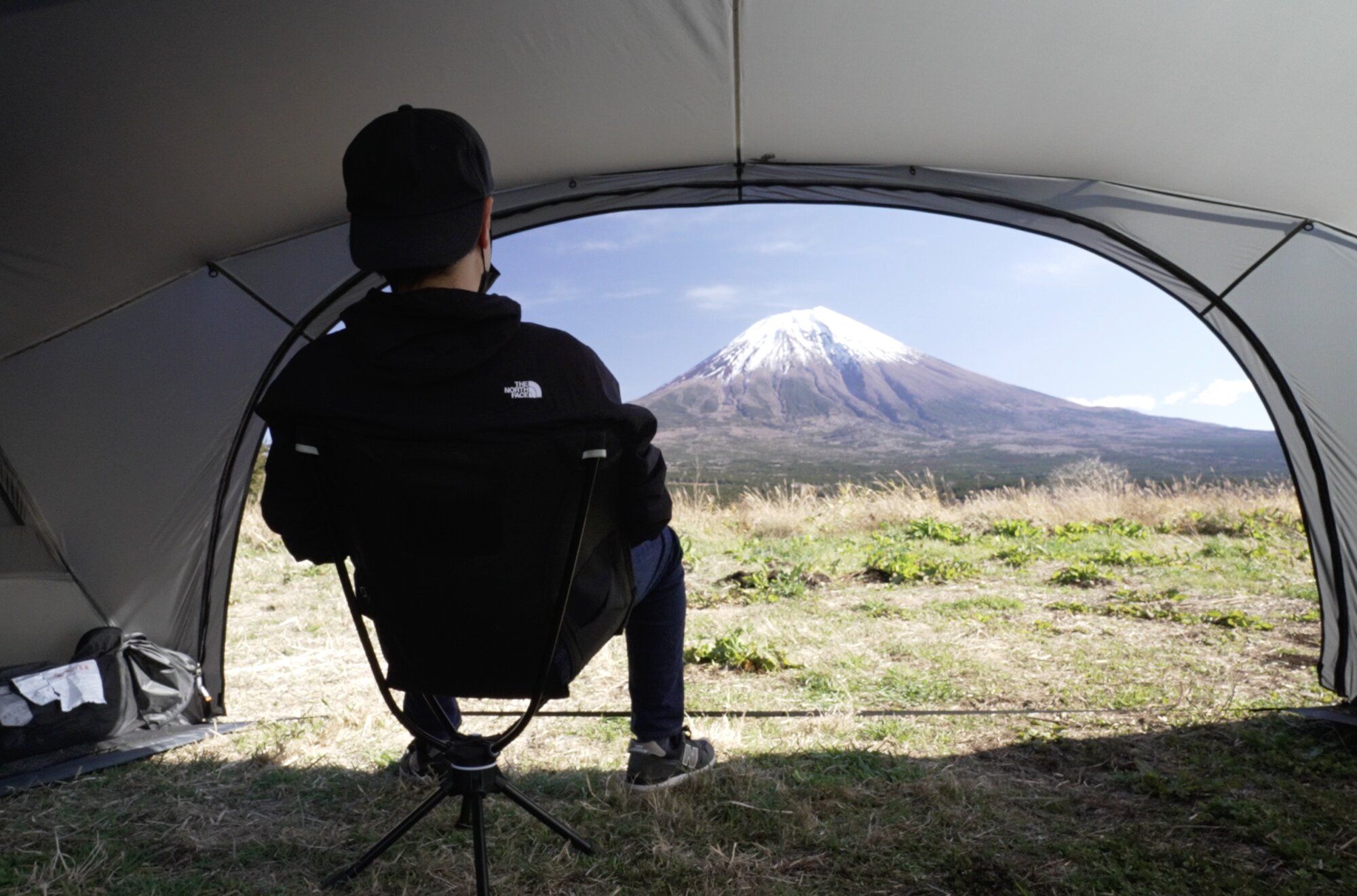 座りながら絶景富士山、最高かよ