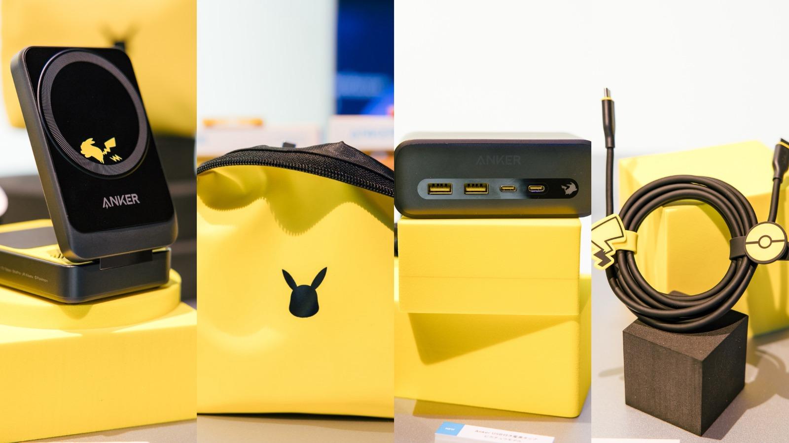 新品AnkerPowerCorePokémonピカチュウ&amp;イーブイ アンカーからピカチュウデザインの3-in-1ワイヤレス充電器、光る
