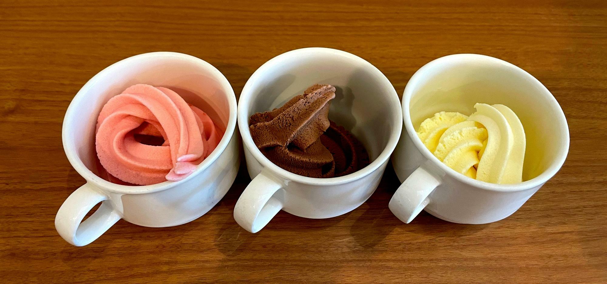アイスは3種類。どれか一つが無料で食べられます。