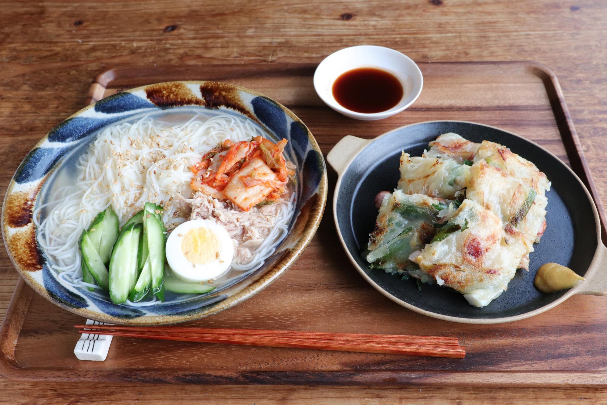 さっぱりうまい！そうめんで簡単冷麺＆ニラたっぷりシーフードチヂミ