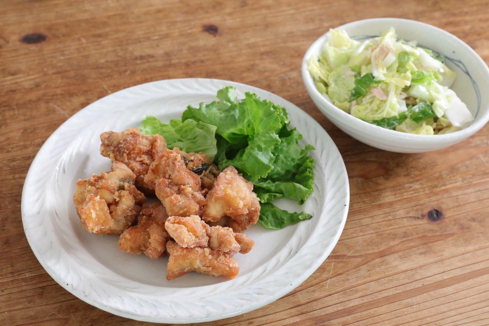 絶品香味唐揚げ＆白菜とツナマヨレモンサラダ