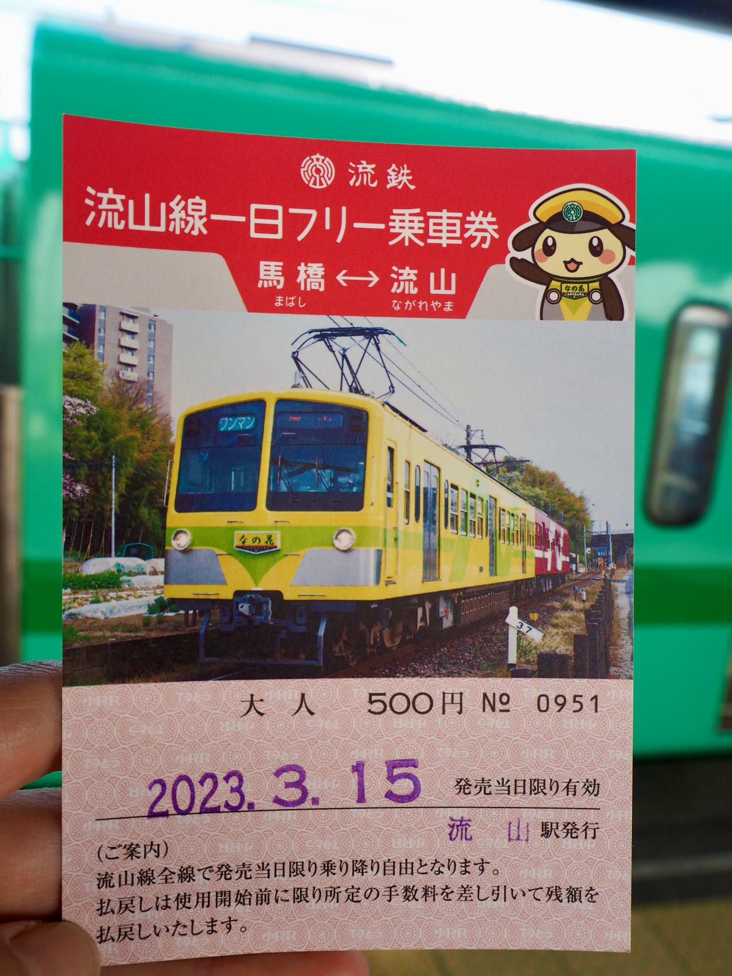 一日フリーパス。小児は250円。電車モチーフのデザインで記念にもなりますね。