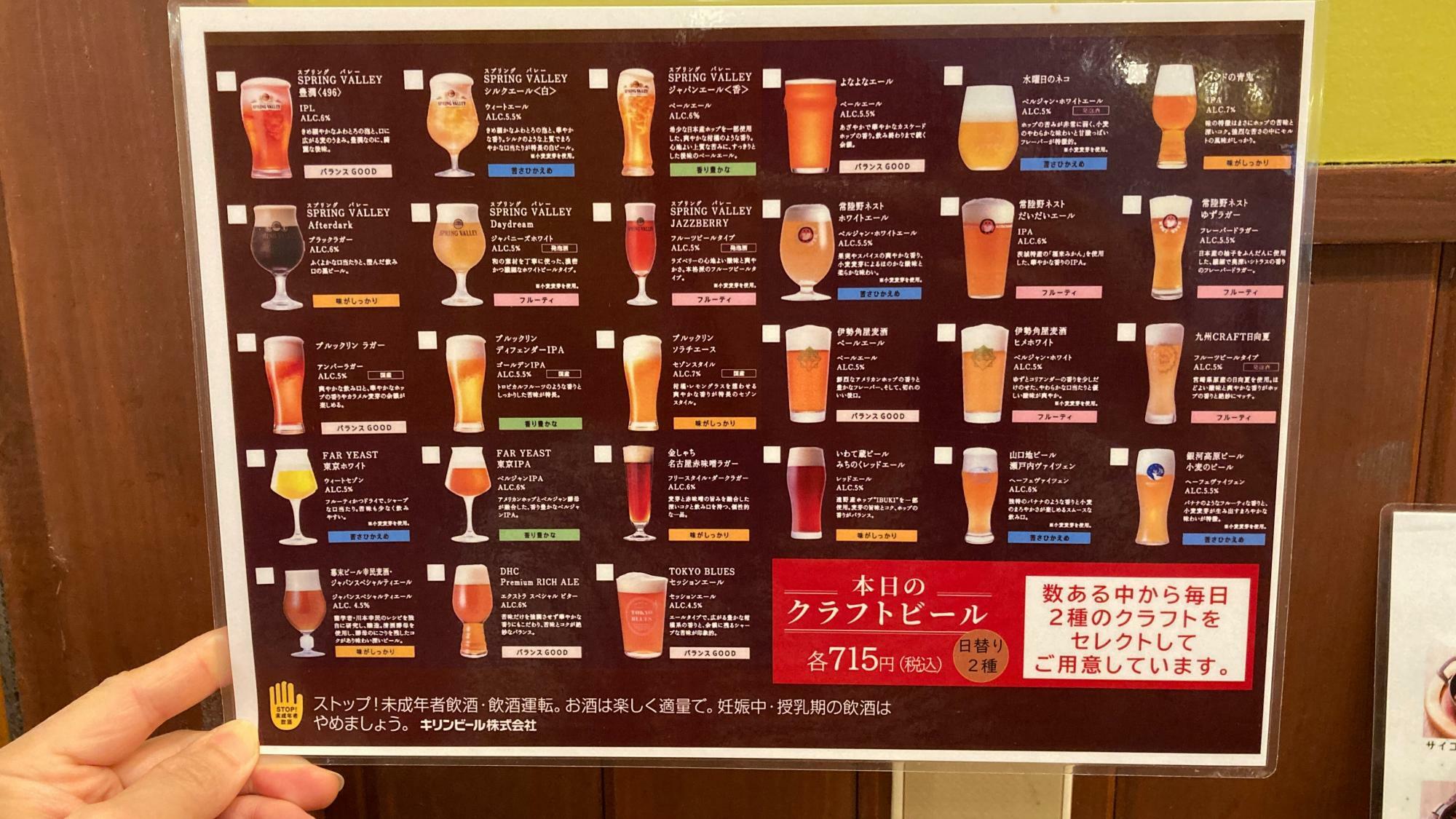 メニュー④ 豊後にわさき横丁でクラフトビールが飲めるのはここだけ（2024年6月現在）