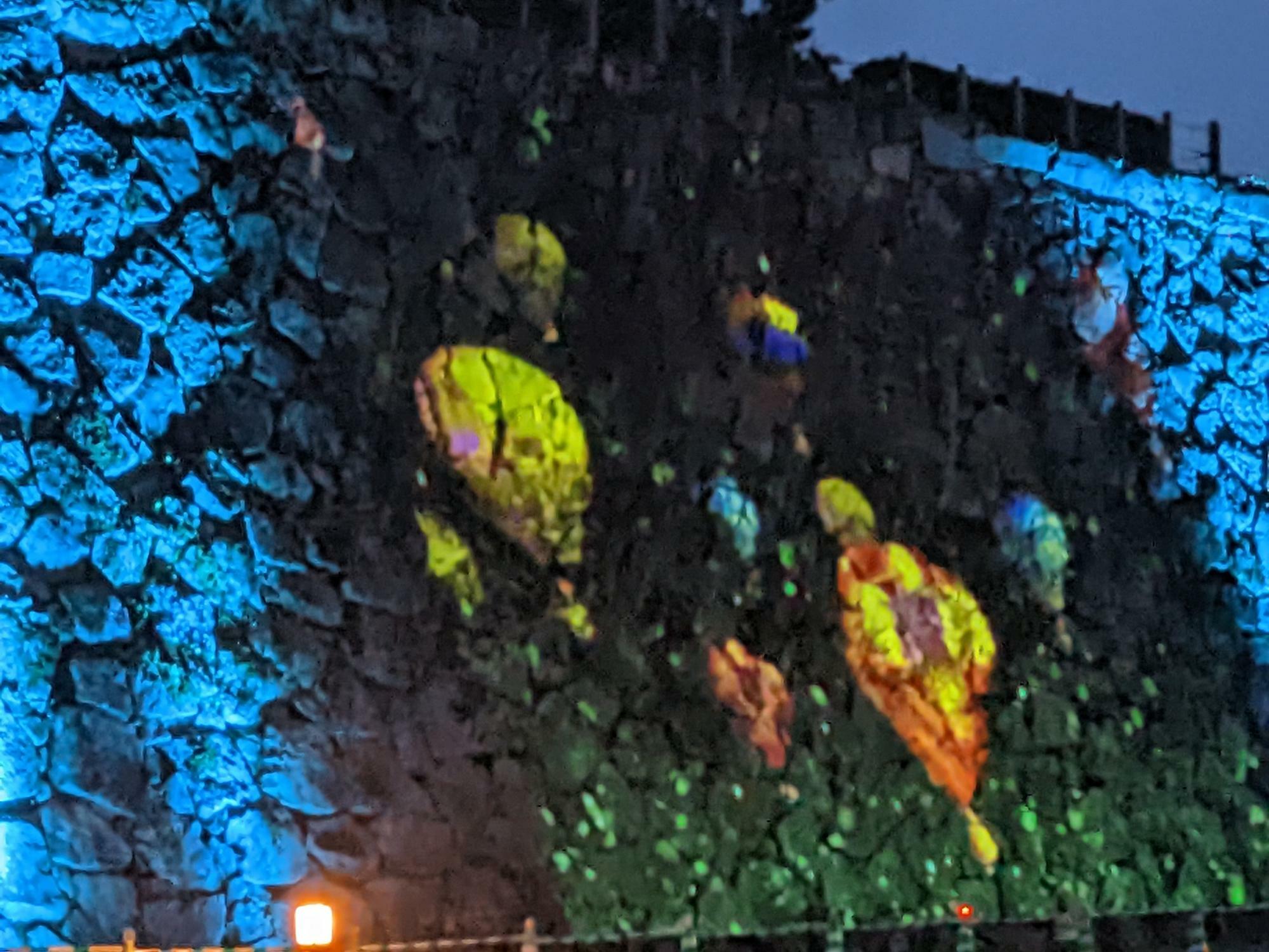 佐賀城の石垣に映し出される夜アート