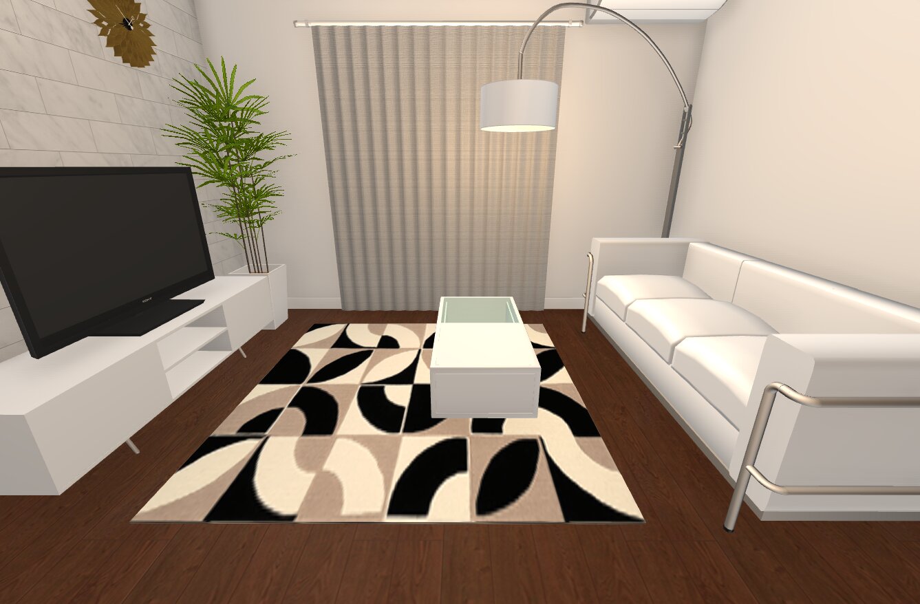 白い家具を中心としたシンプルモダンなリビング