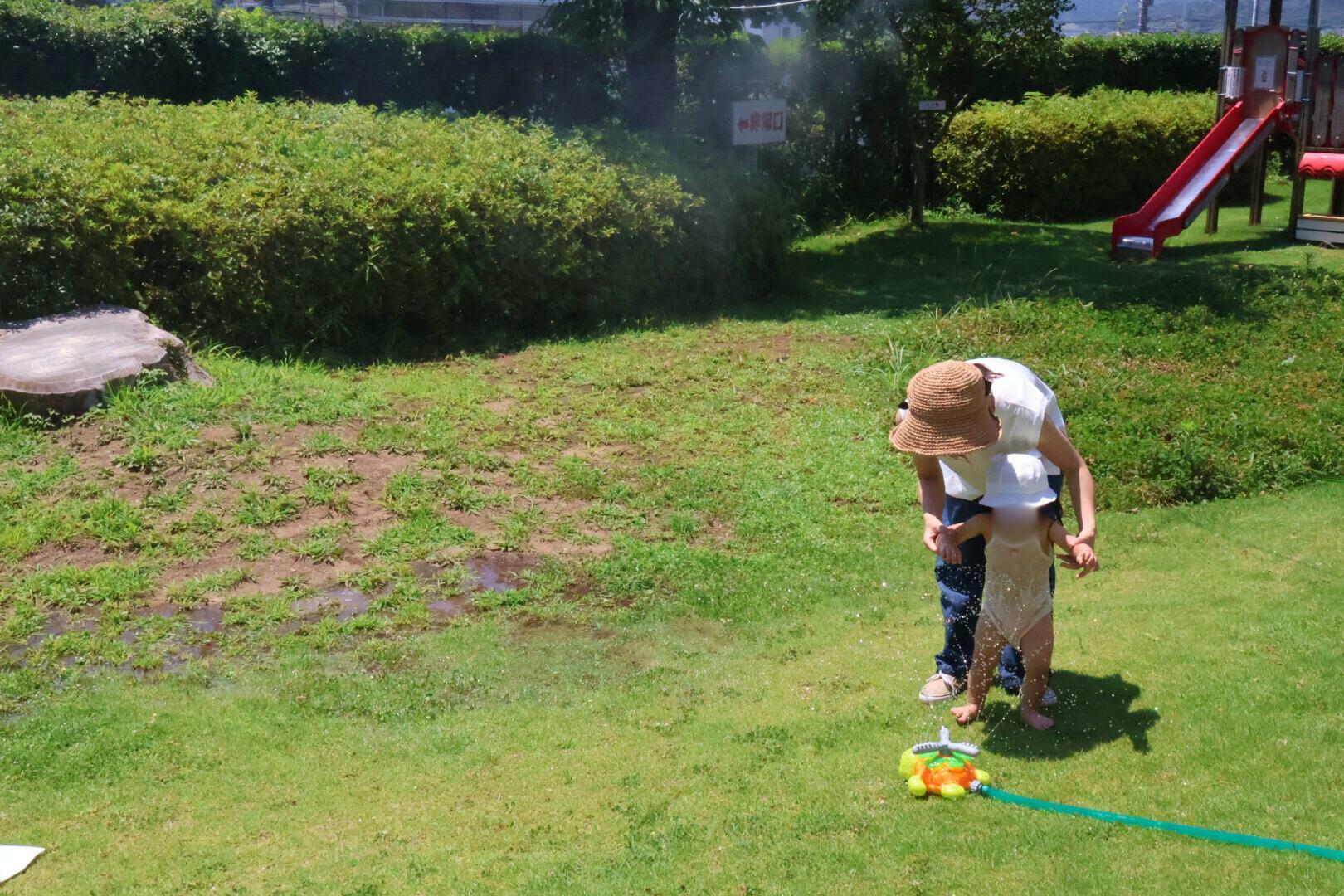 噴水がお顔にかかってびっくり