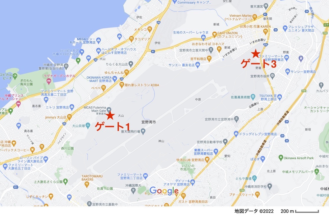 Googleマップより地図引用　ゲート場所はおおよその位置