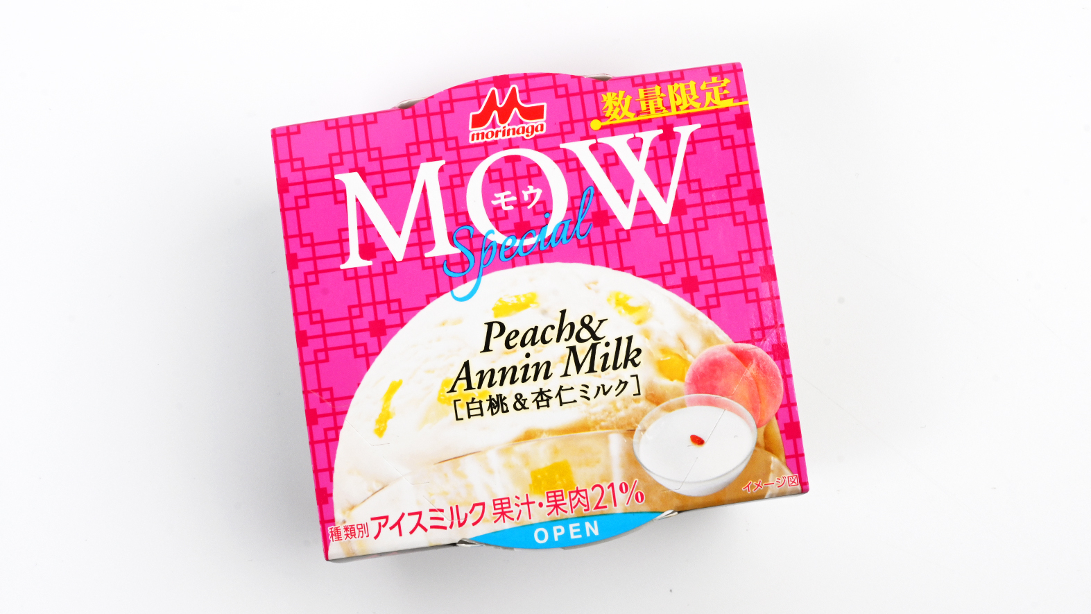 森永乳業『MOW (モウ) スペシャル 白桃＆杏仁ミルク』