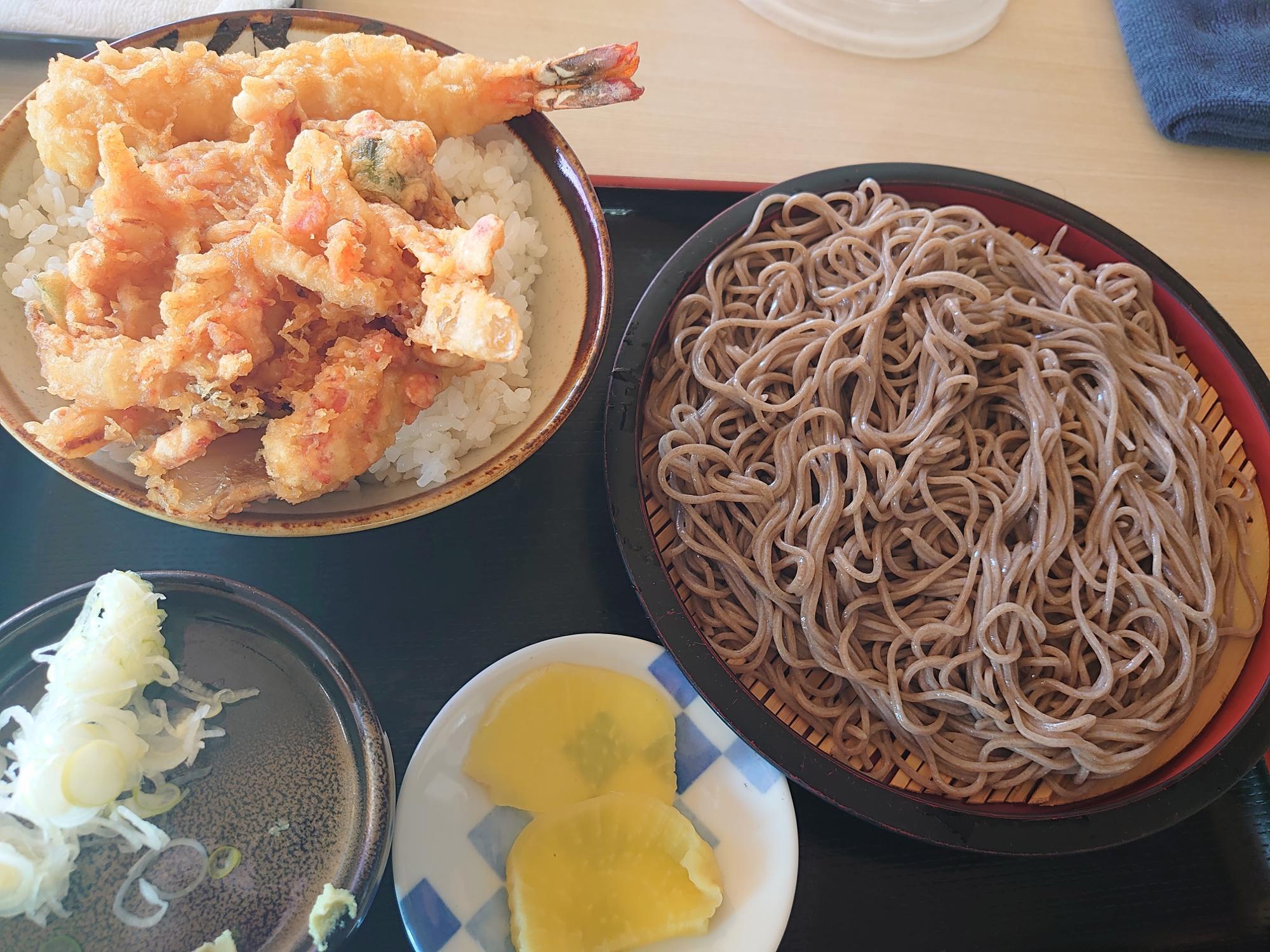 海老天丼セットそば