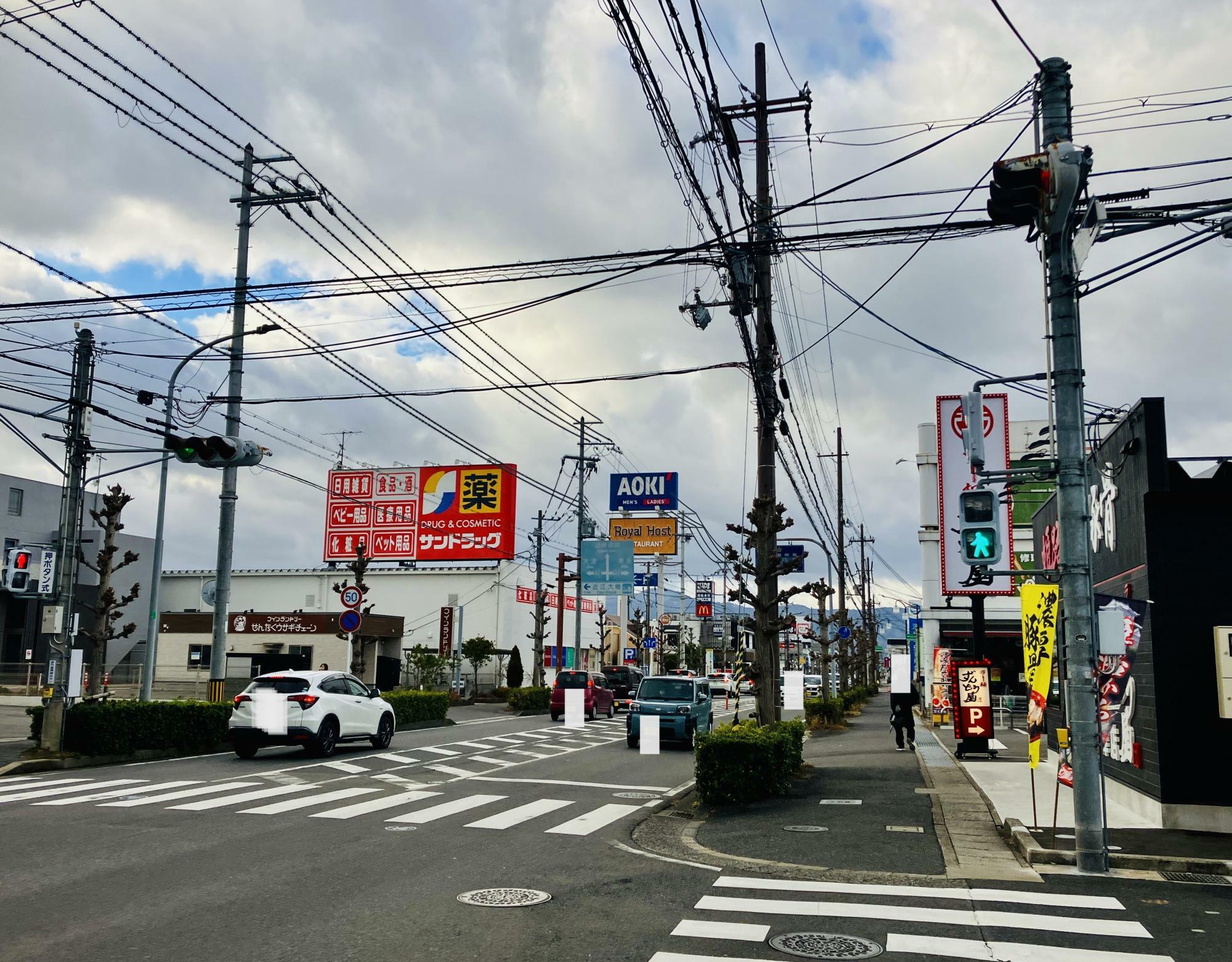 ※画像は、2024年1月に撮影した「コンズサイクル草津店」付近の草津市野村の様子。