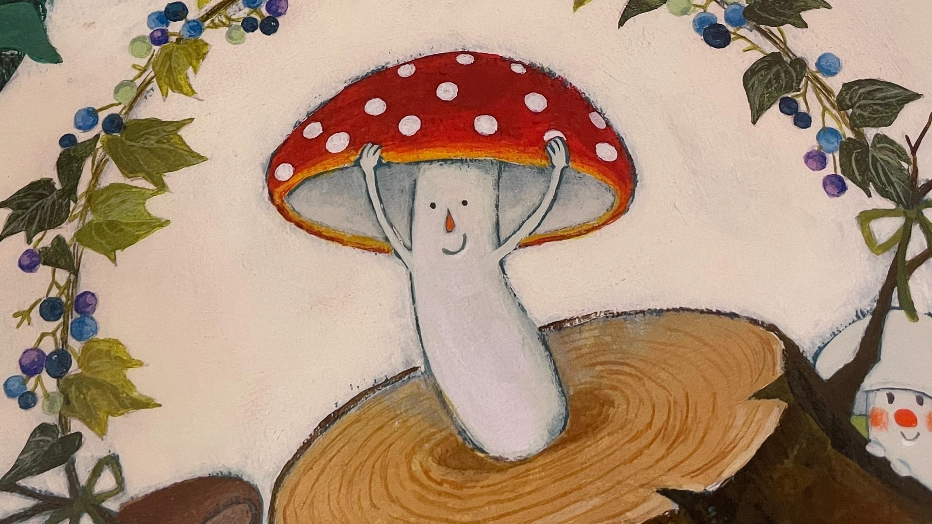 油絵　あらんぼん　仲良く集まるくちばしの小さな鳥たち　密は楽し 油絵 あらんぼん 仲良く集まるくちばしの小さな鳥たち 密は楽し