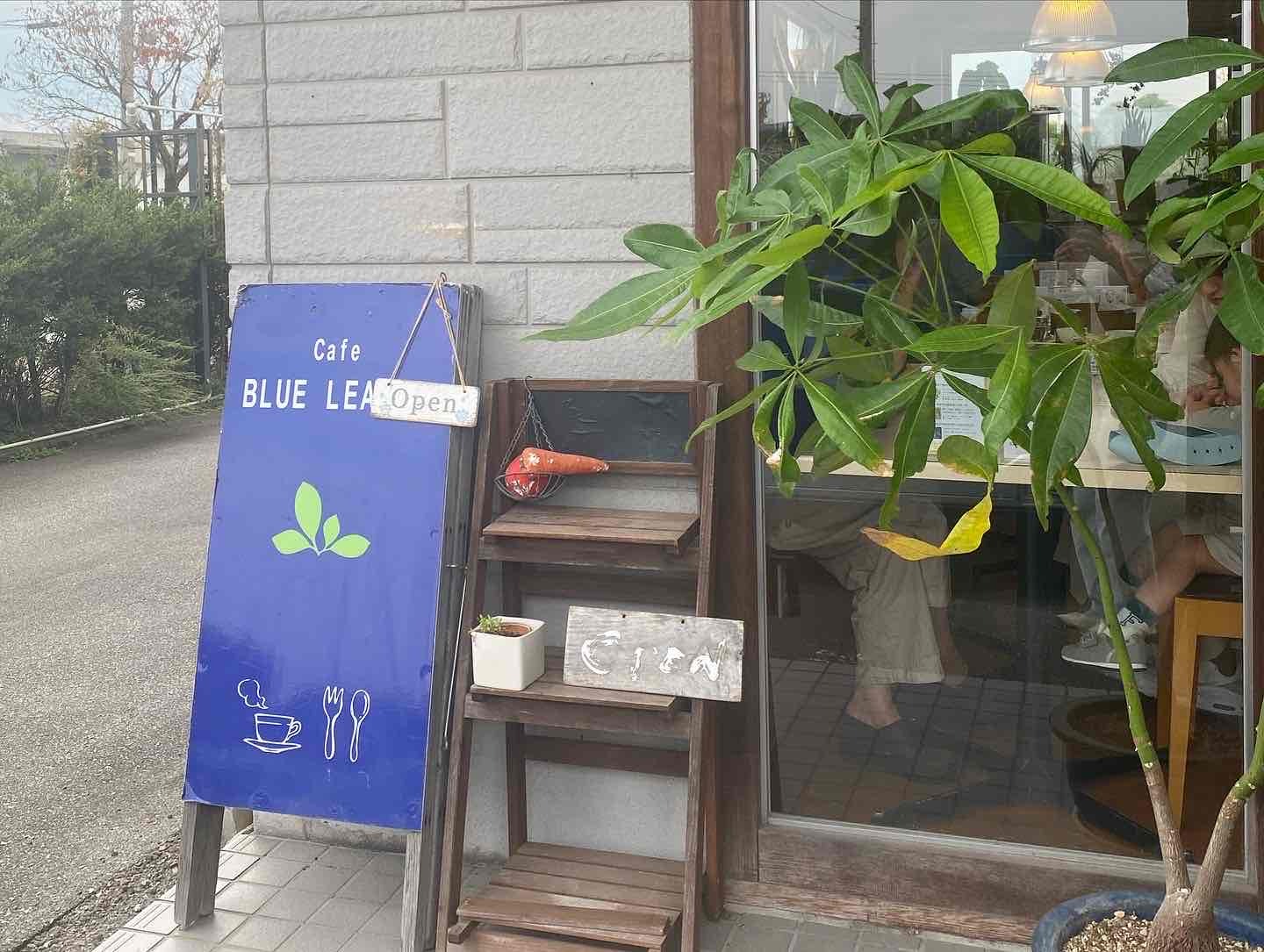 cafe BLUE LEAVES入口の看板