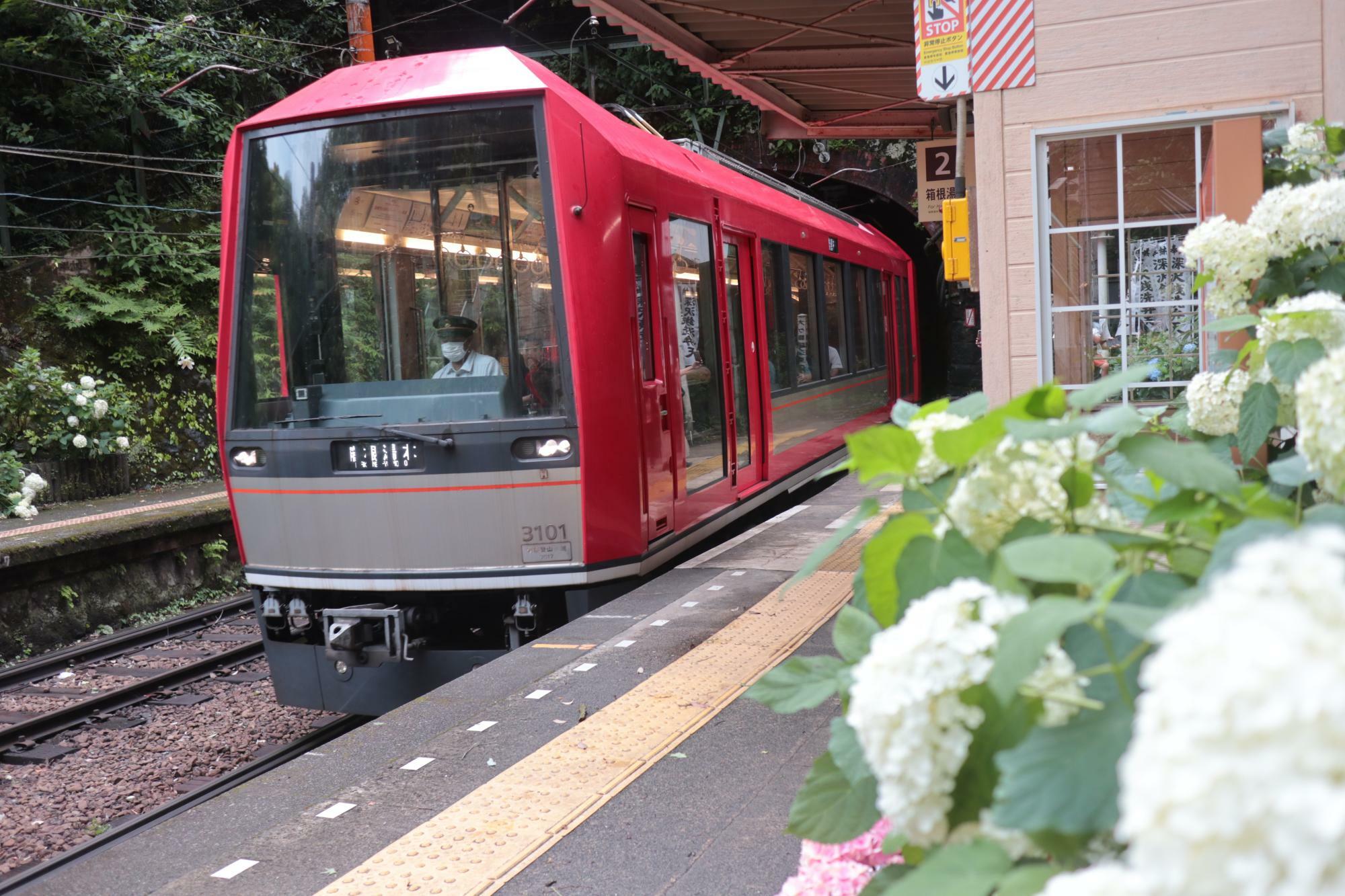 塔ノ沢駅の箱根登山電車