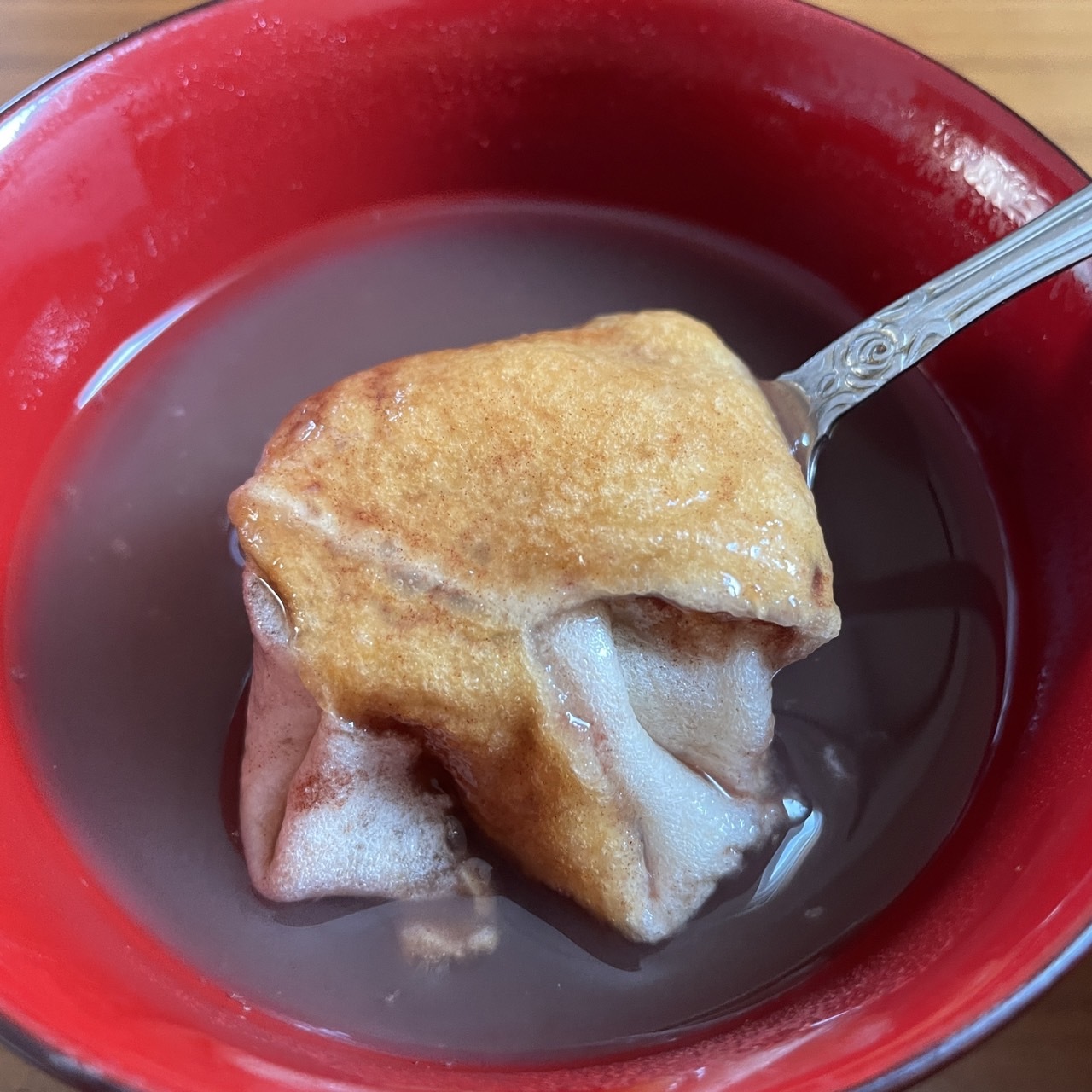 最中がお餅代わりの「おしるこ」が完成しました！