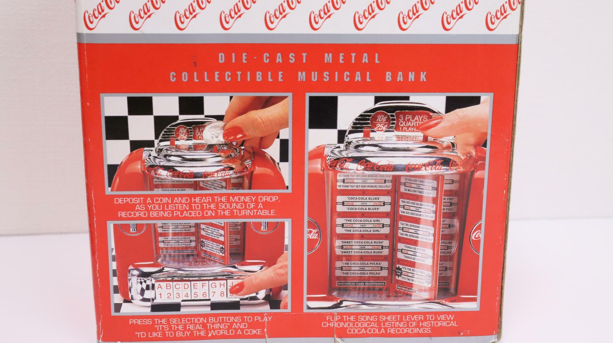 30年ほど前のコーラのジュークボックス型貯金箱　外箱裏面