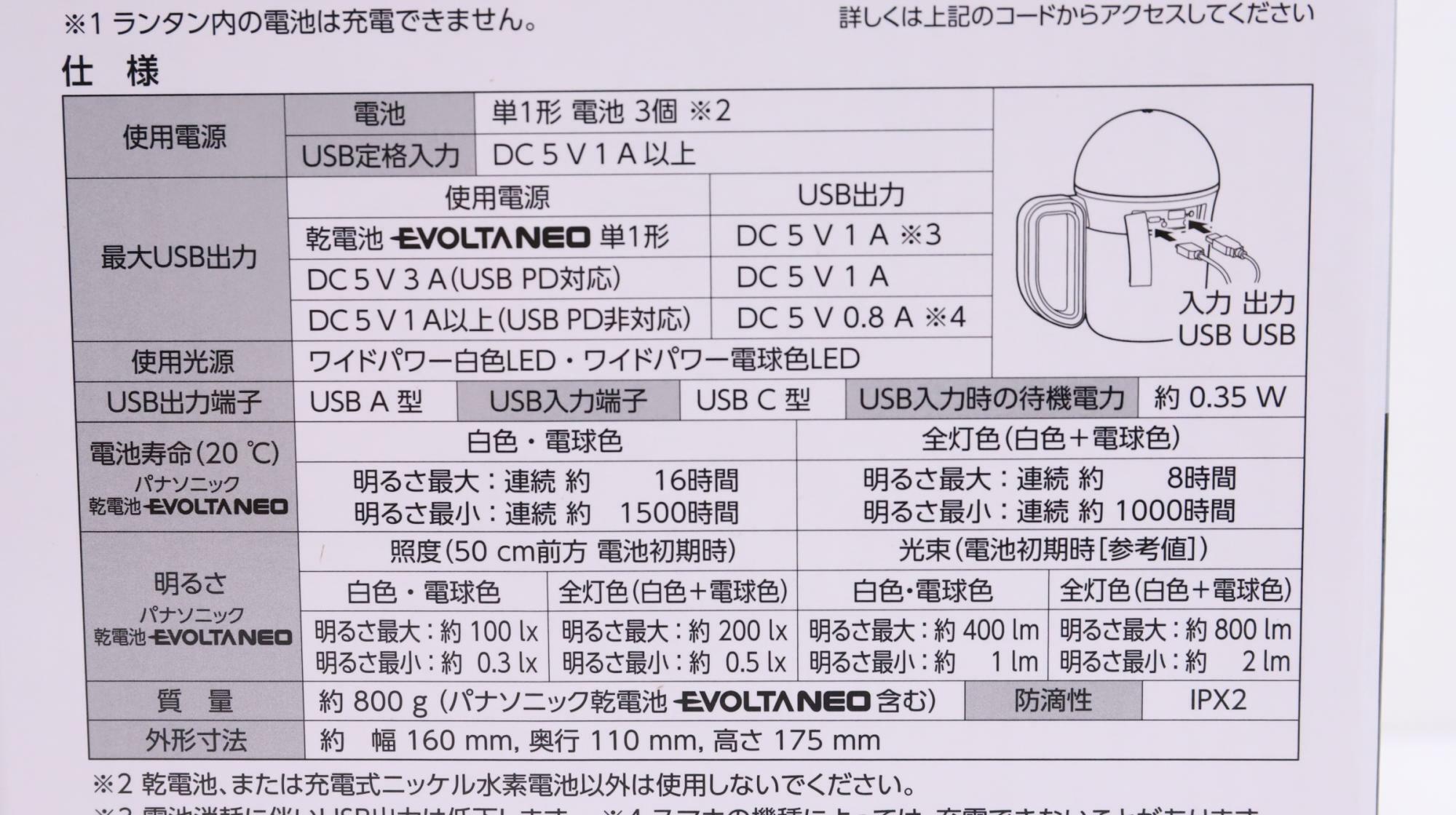 パナソニックの人気商品、多機能強力ランタンBF-BL45M-W 仕様情報