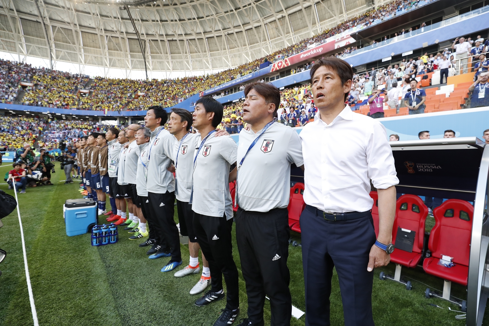 ワールドカップロシア大会で日本代表を指揮した西野朗監督も浦和西高サッカー部OB（右端） 　Photo by (C) Kazuyoshi SHIMIZU