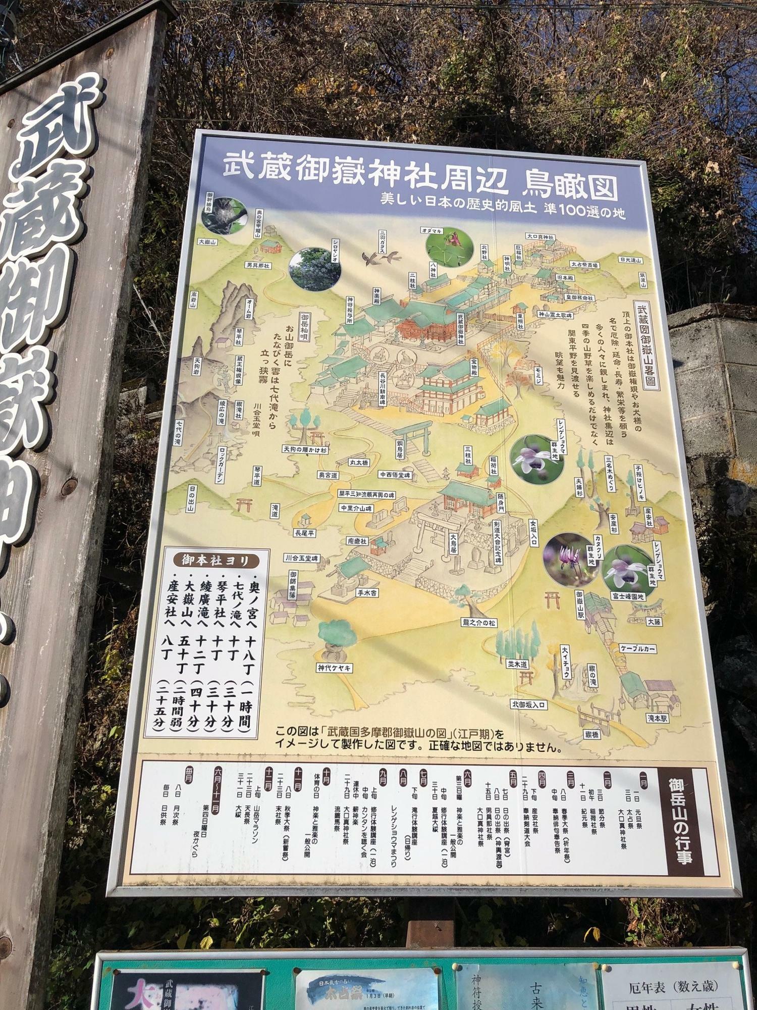 武蔵御嶽神社周辺の案内図