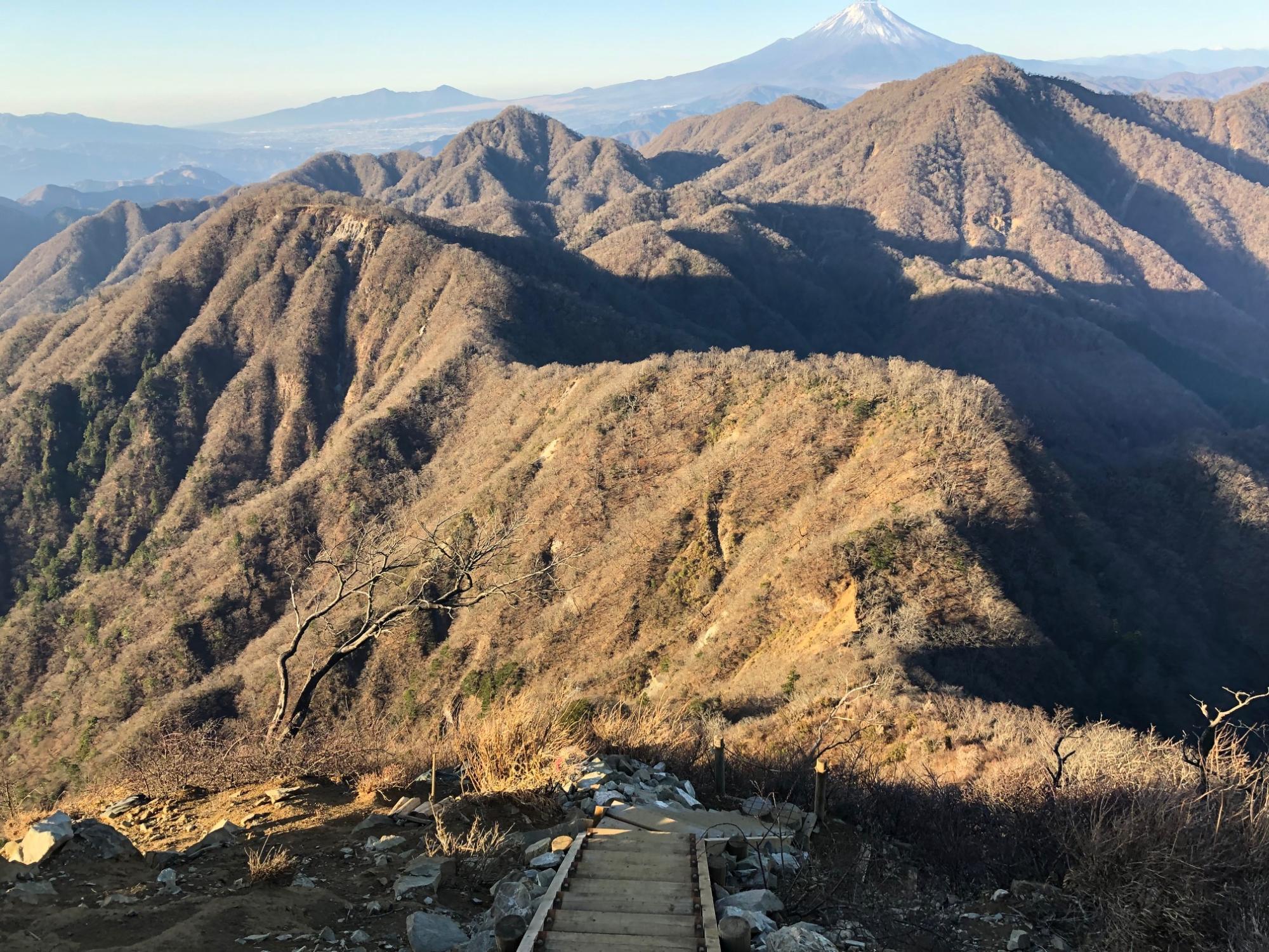 檜洞丸への稜線　いったん大下りする