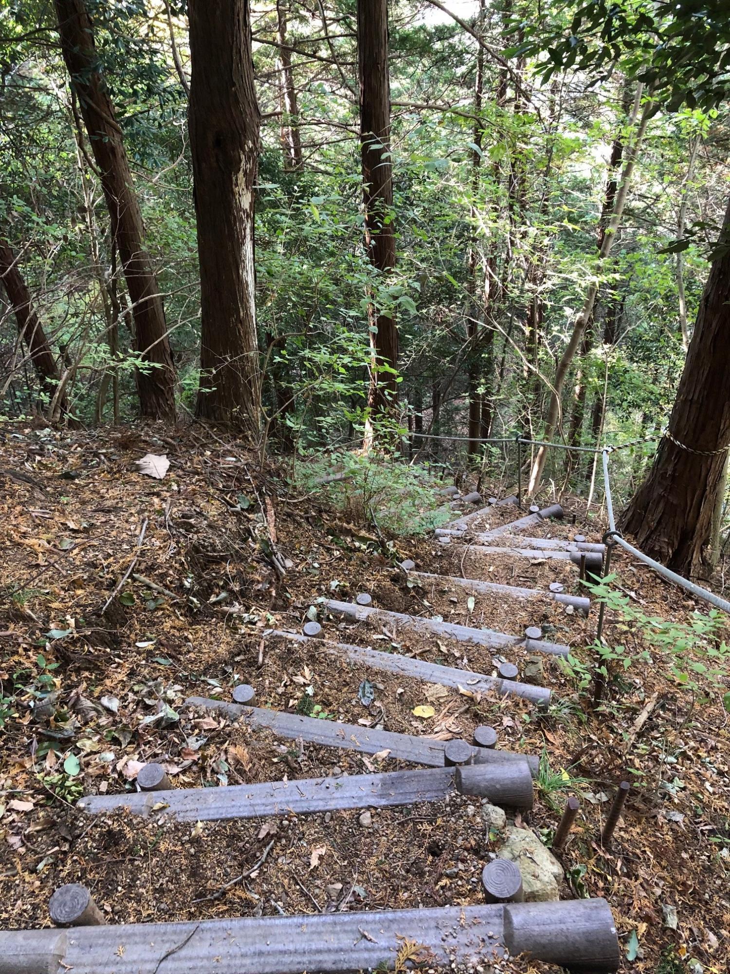 宮ヶ瀬湖への急階段の下り