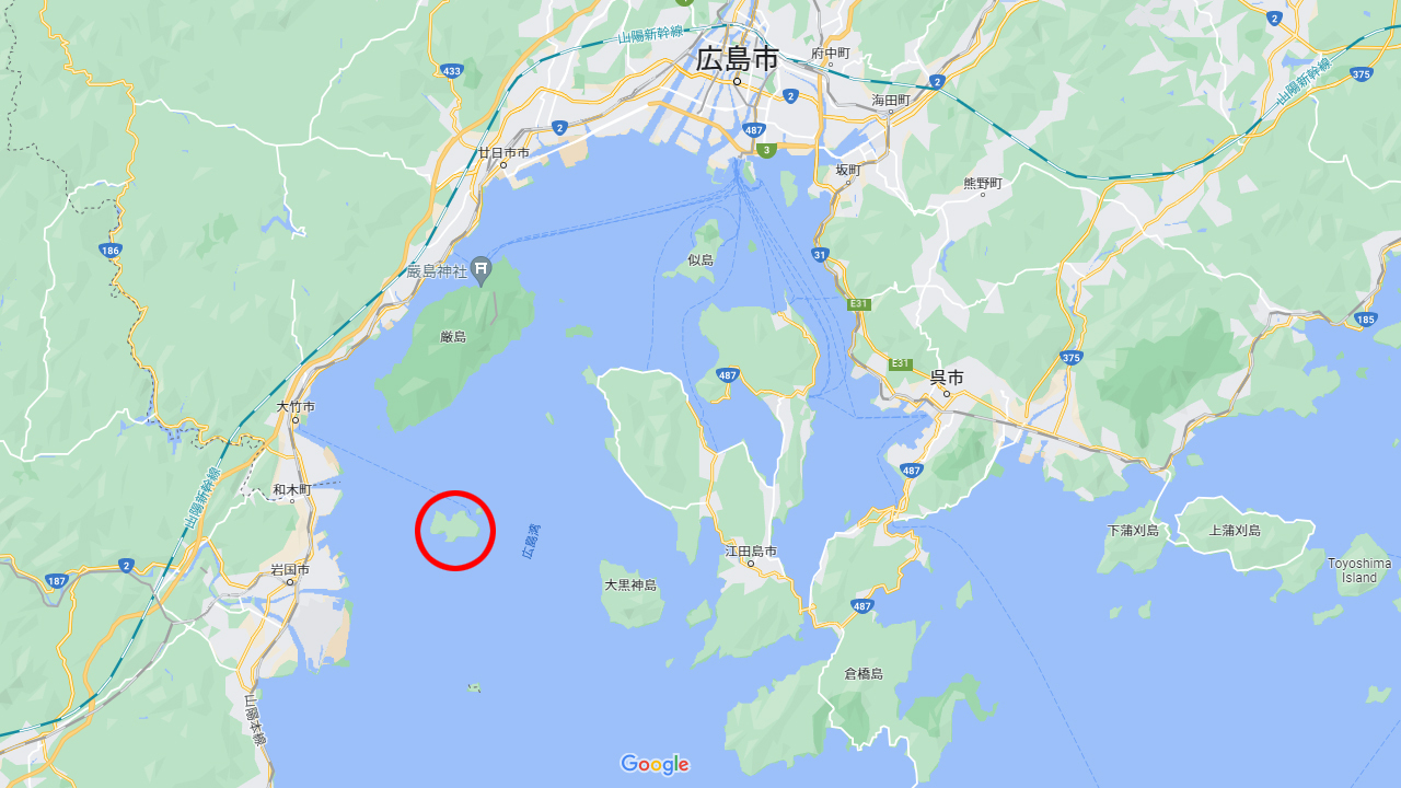 瀬戸内海のこの場所にある島です