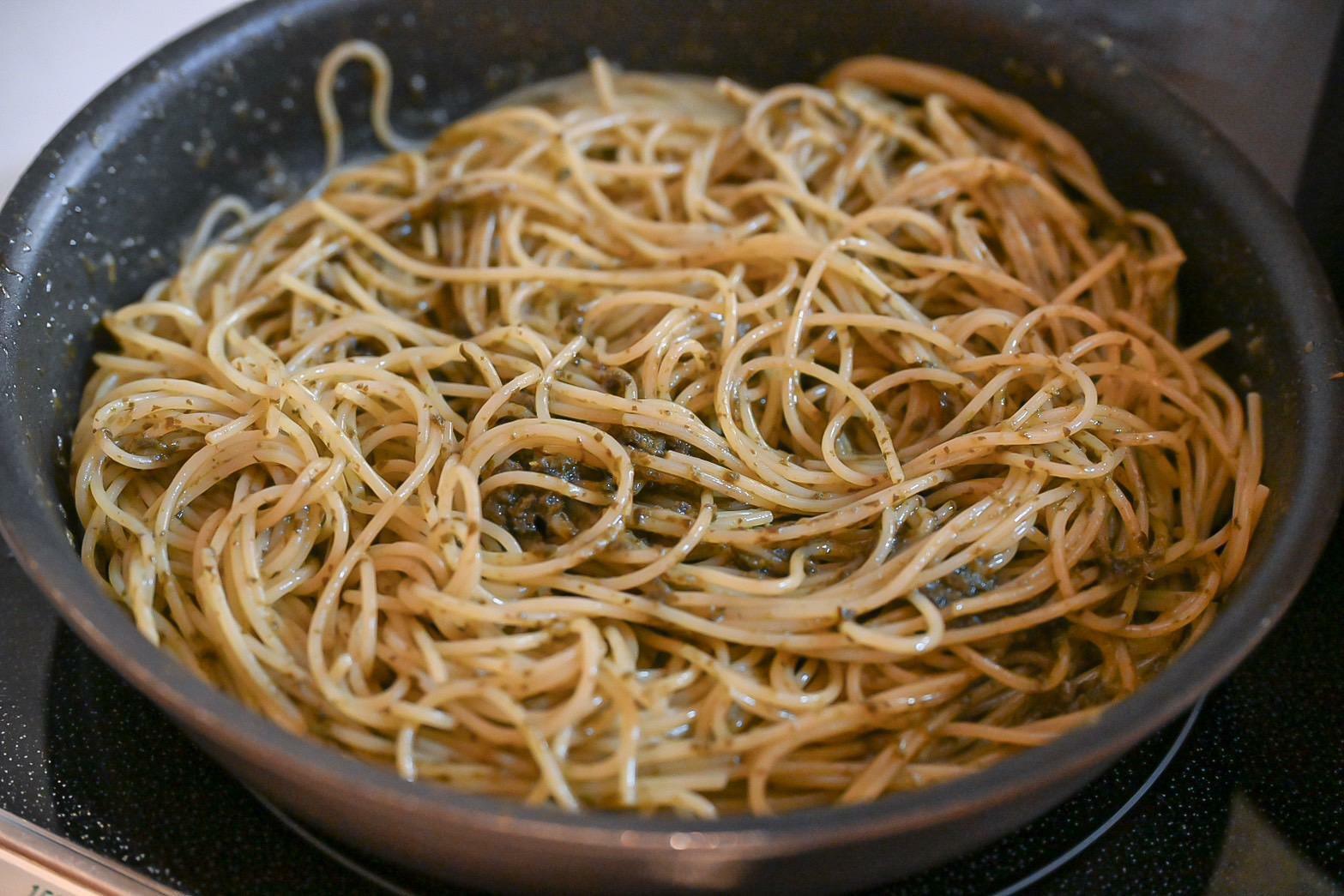 完成した大葉ソースパスタ