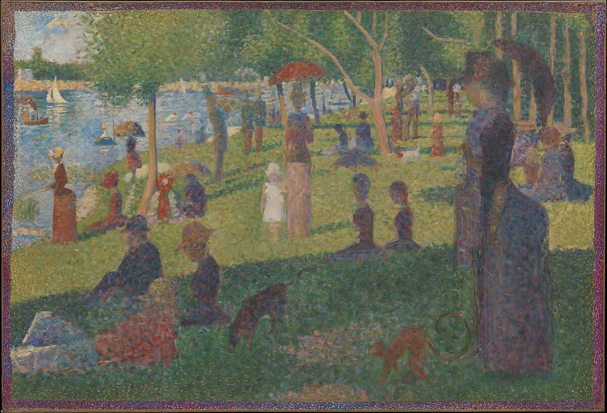 ジョルジュ・スーラ《グランド・ジャット島の日曜日の午後》、1884-86年、シカゴ美術館、シカゴ