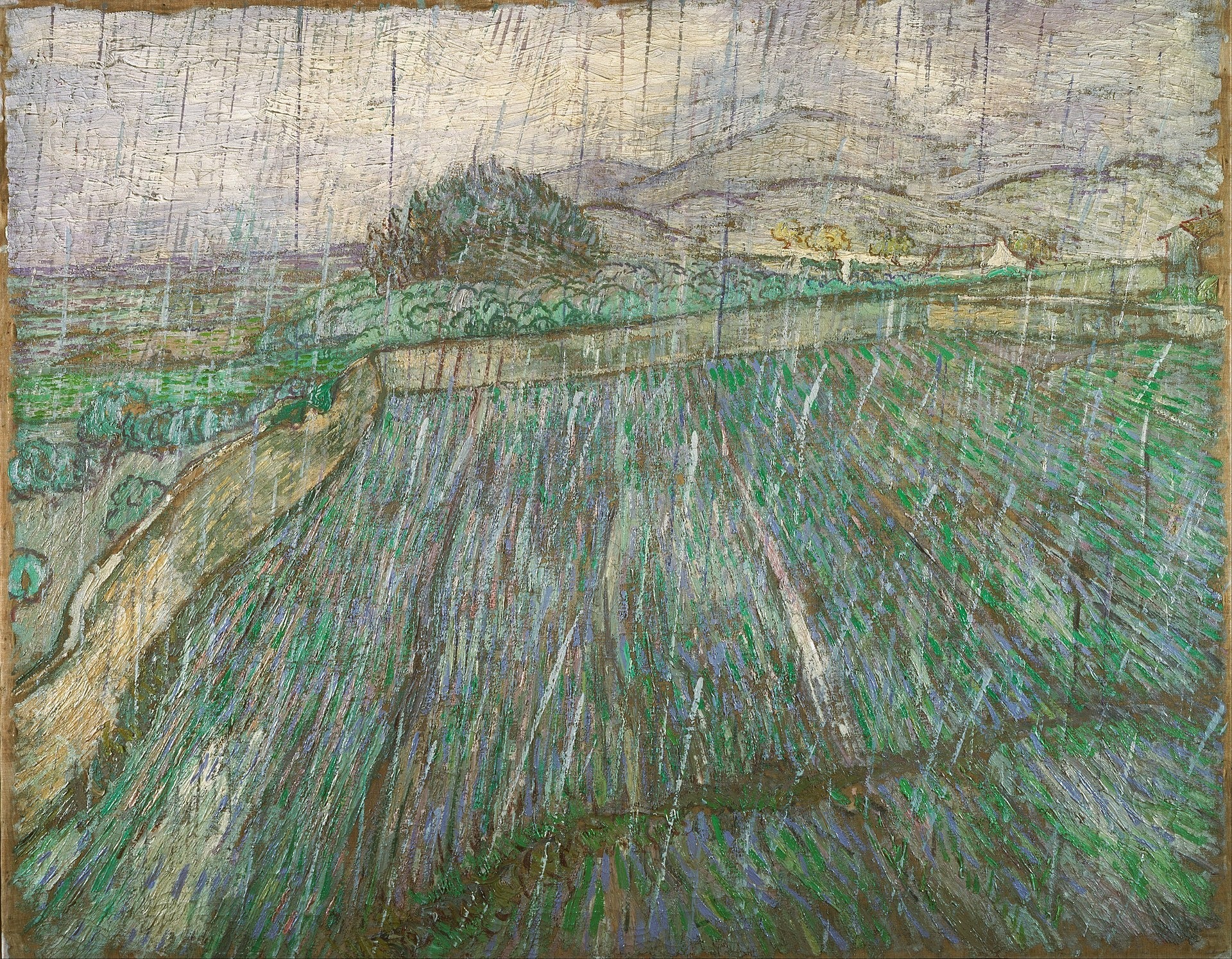 フィンセント・ファン・ゴッホ《雨の麦畑》1889年、フィラデルフィア美術館