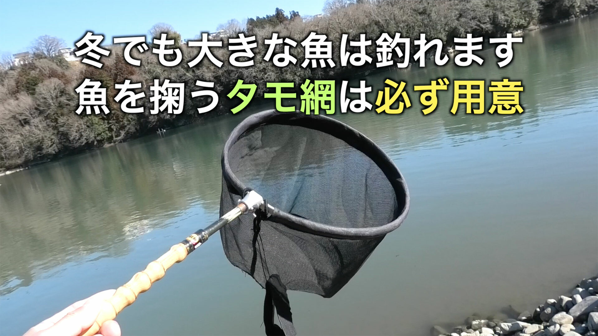魚釣りで釣れた魚をすくい取る網（たま網とかタモ網と言います）