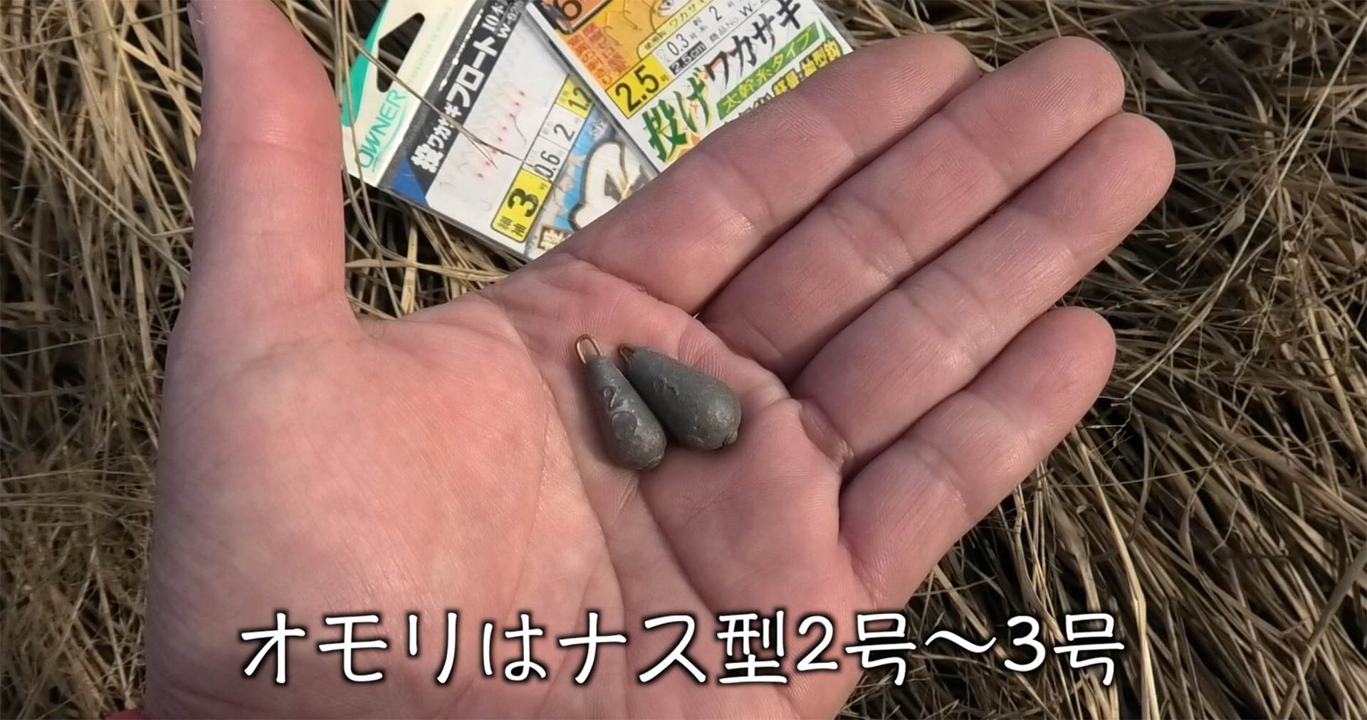 オモリはナス型の2号から3号