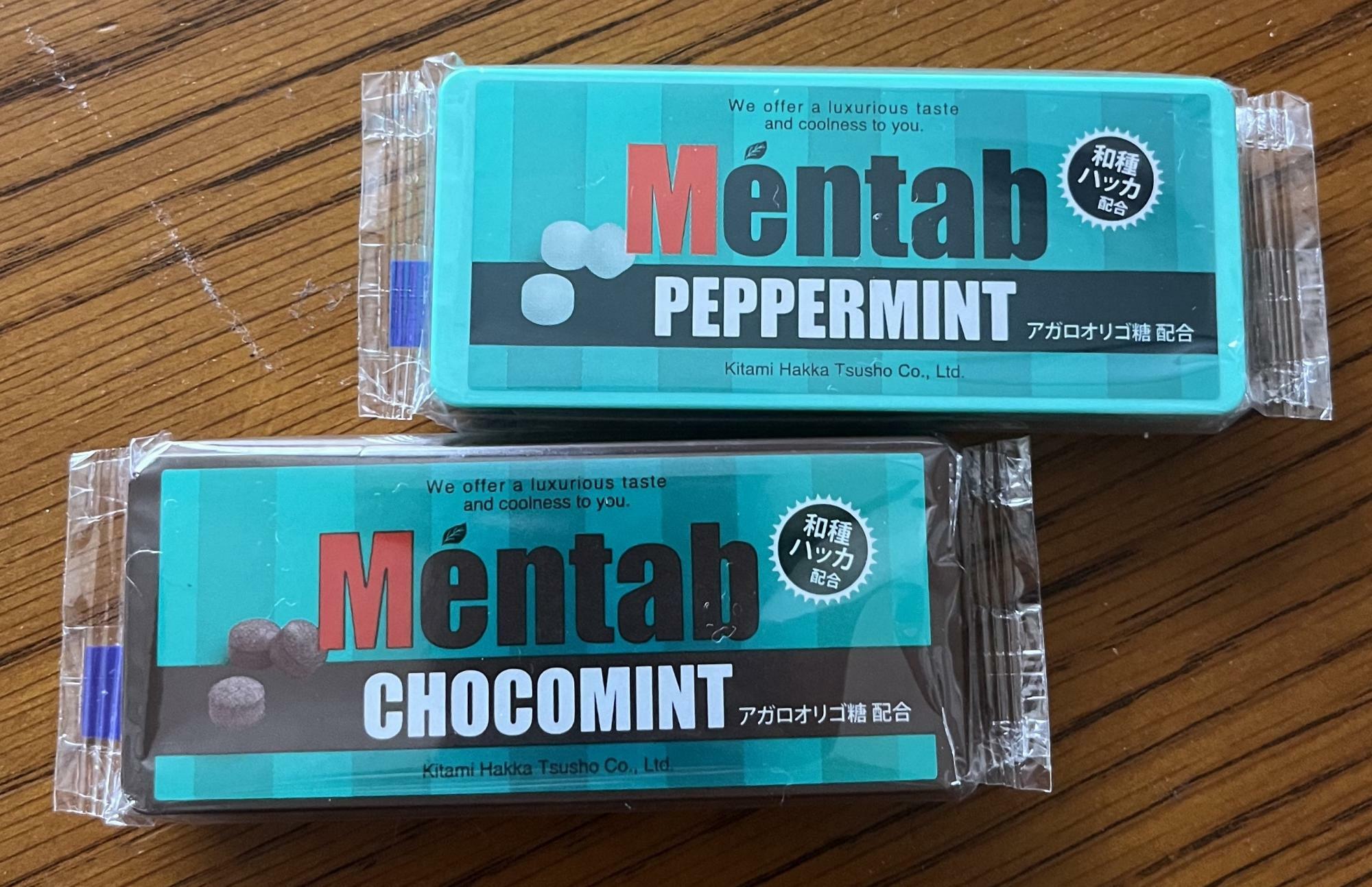 「メンタブ」2種類。ペパーミントとチョコミント味です