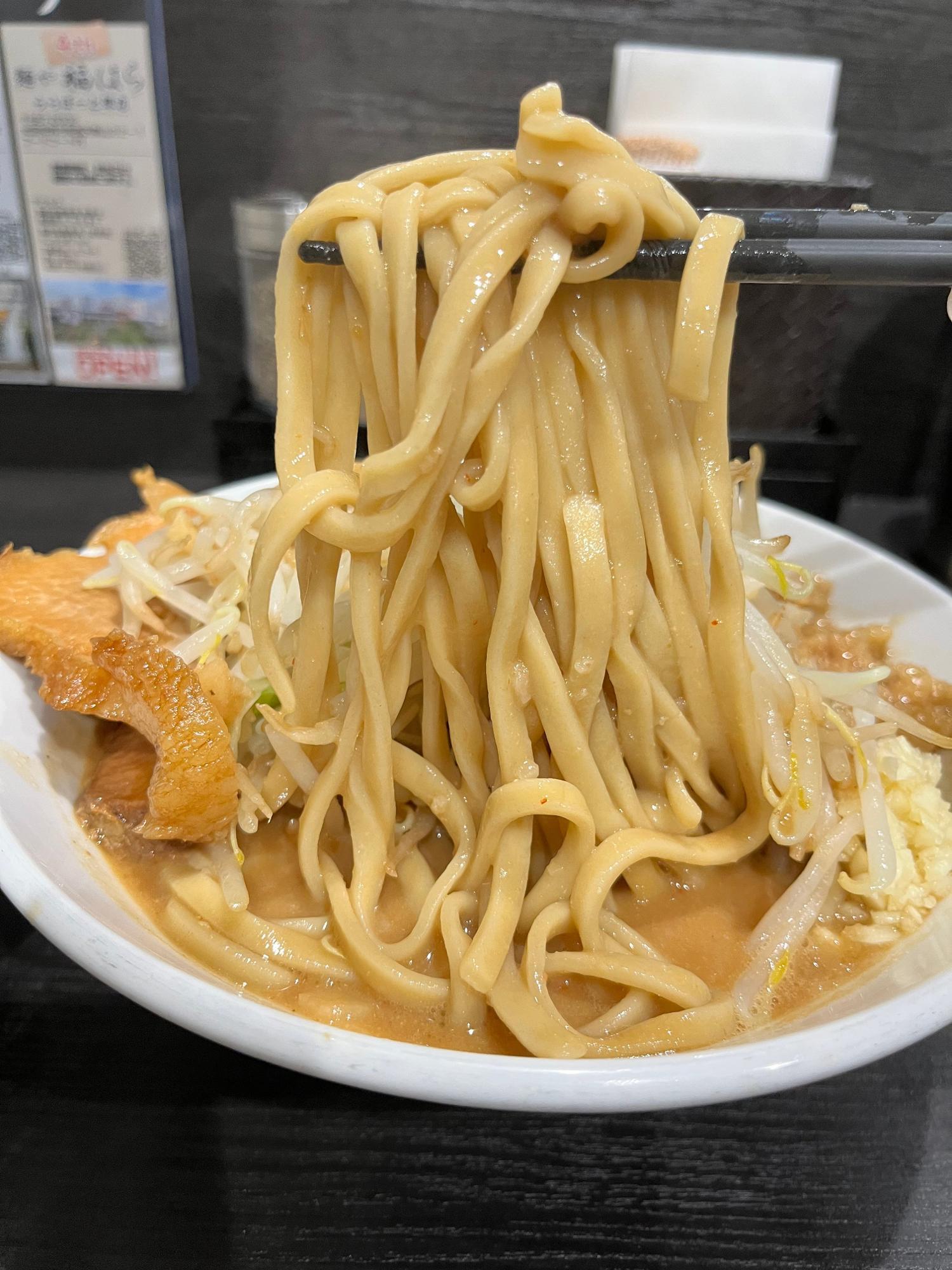 太めの平打ち麺