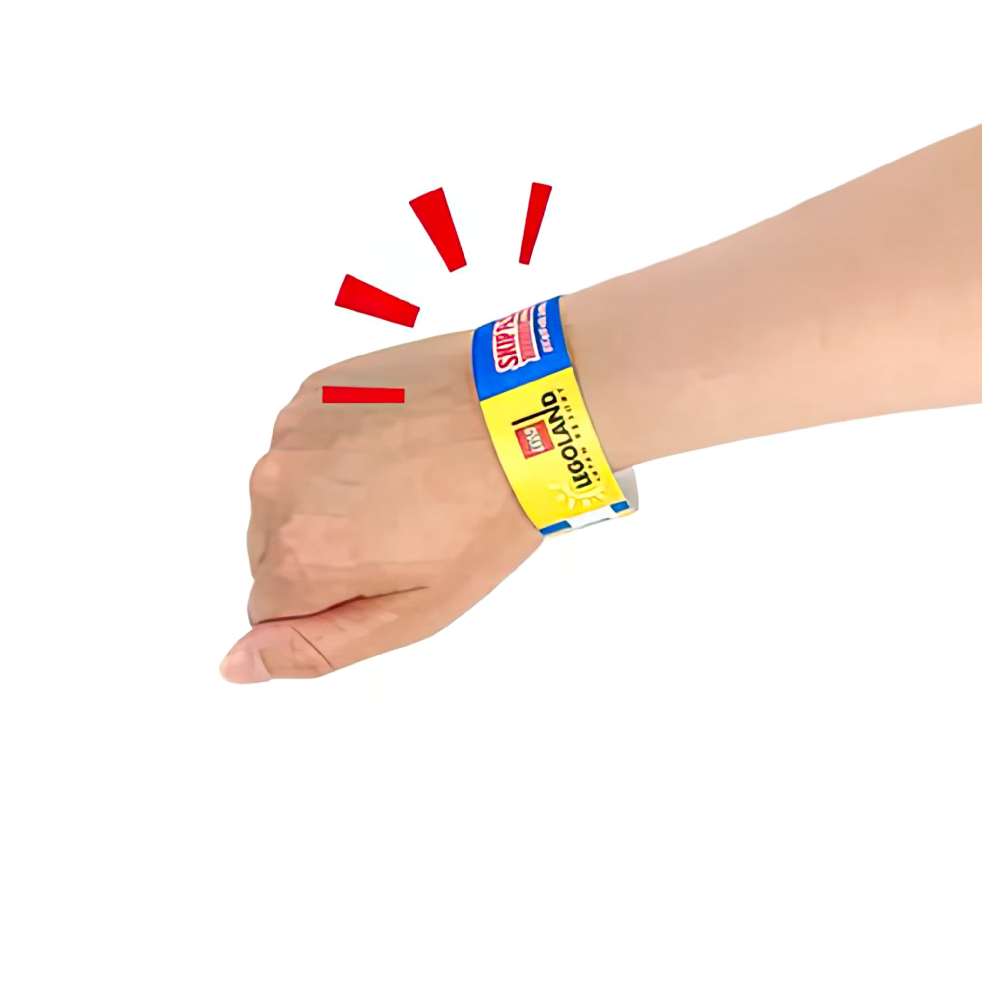 腕につけておくと優先レーンで入場できます ©2023 The LEGO Group.