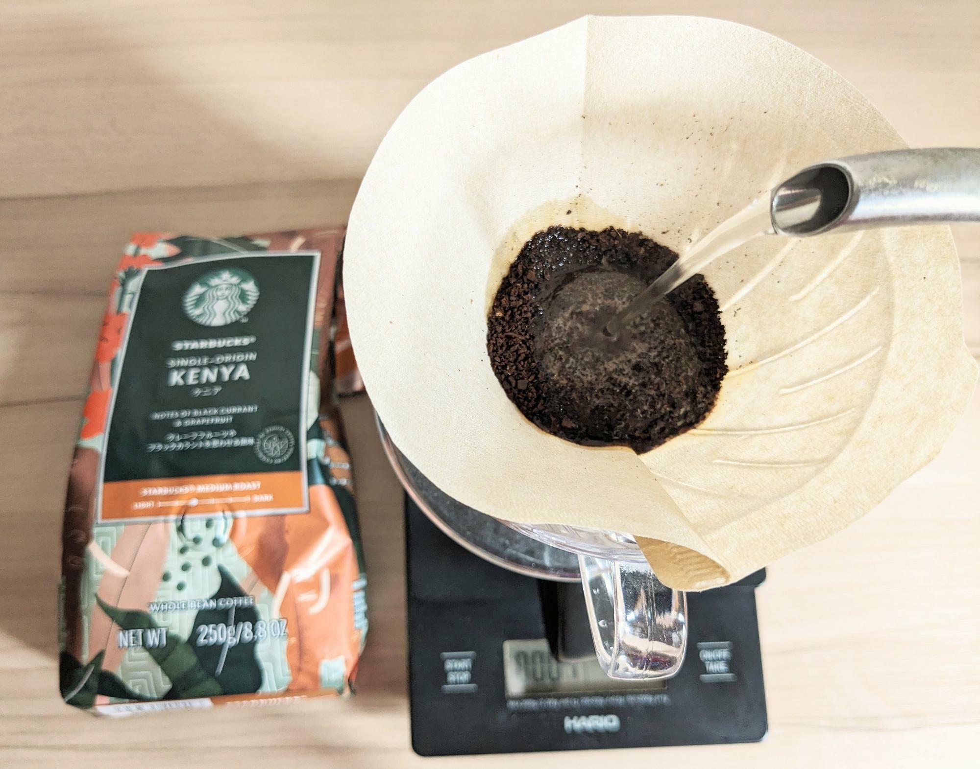スターバックスCORE COFFEE「ケニア」のハンドドリップ
